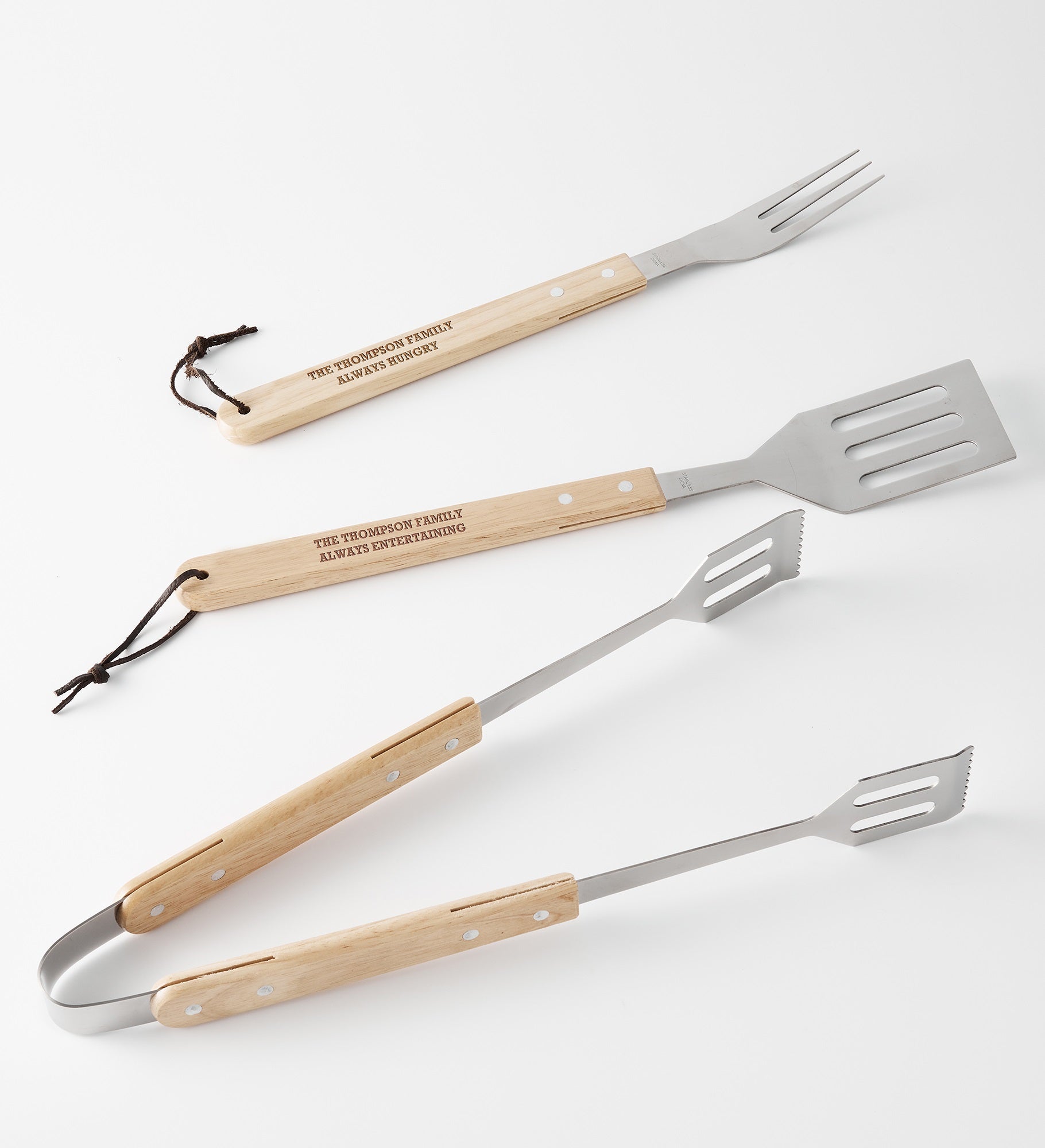 Engraved BBQ 3 Piece Wood Set 