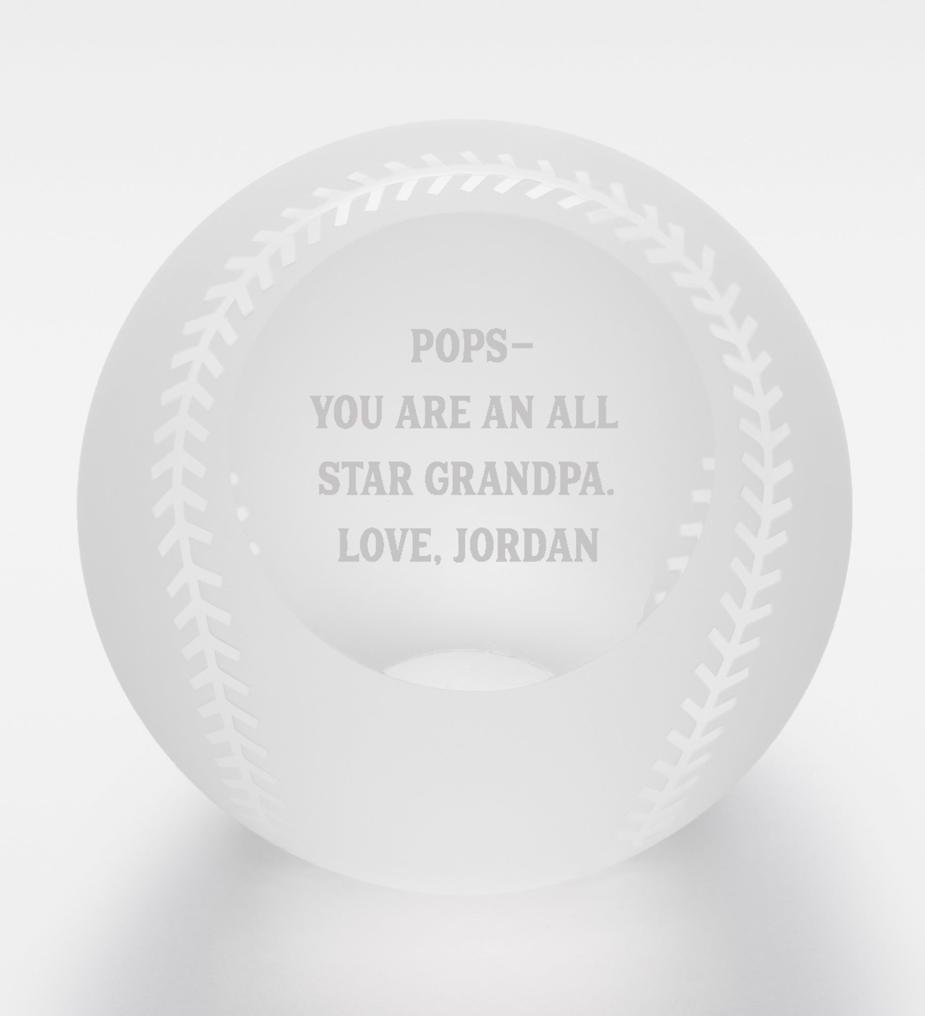 Engraved Message Glass Baseball for Him
