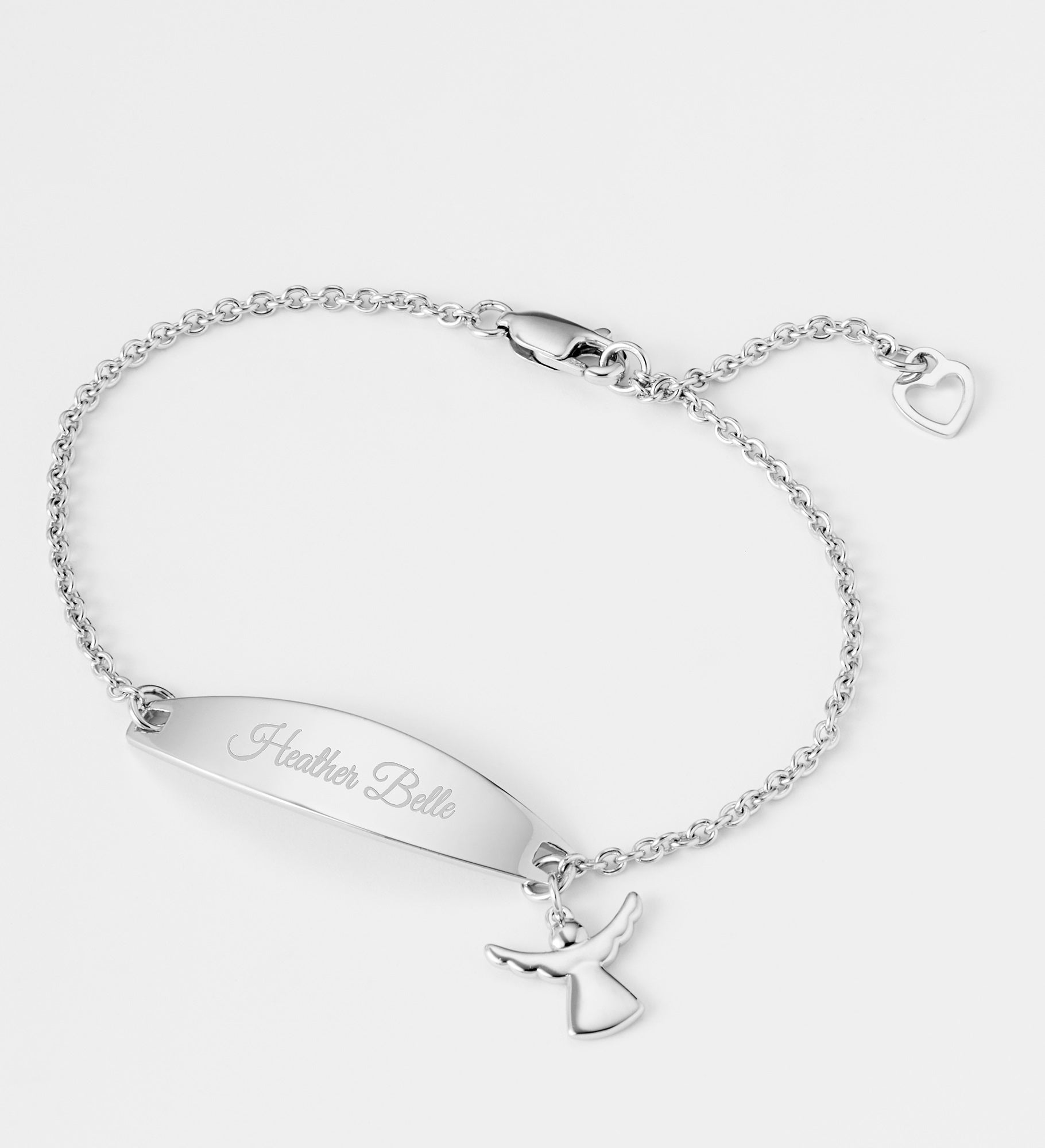Engraved Sterling Silver Angel ID Bracelet