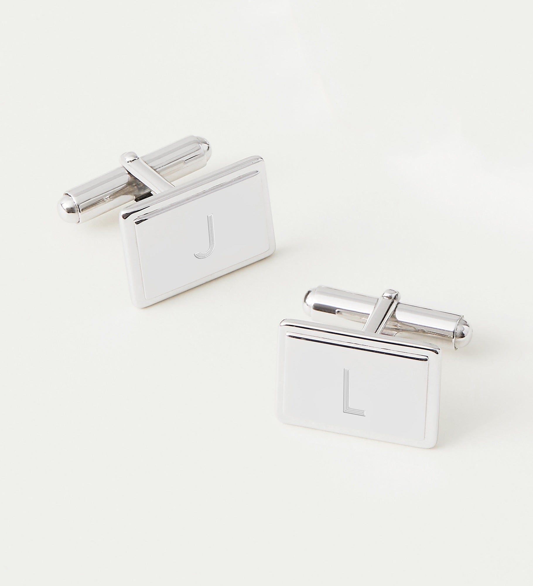  Engraved Sterling Silver Rectangular Cufflinks for Him