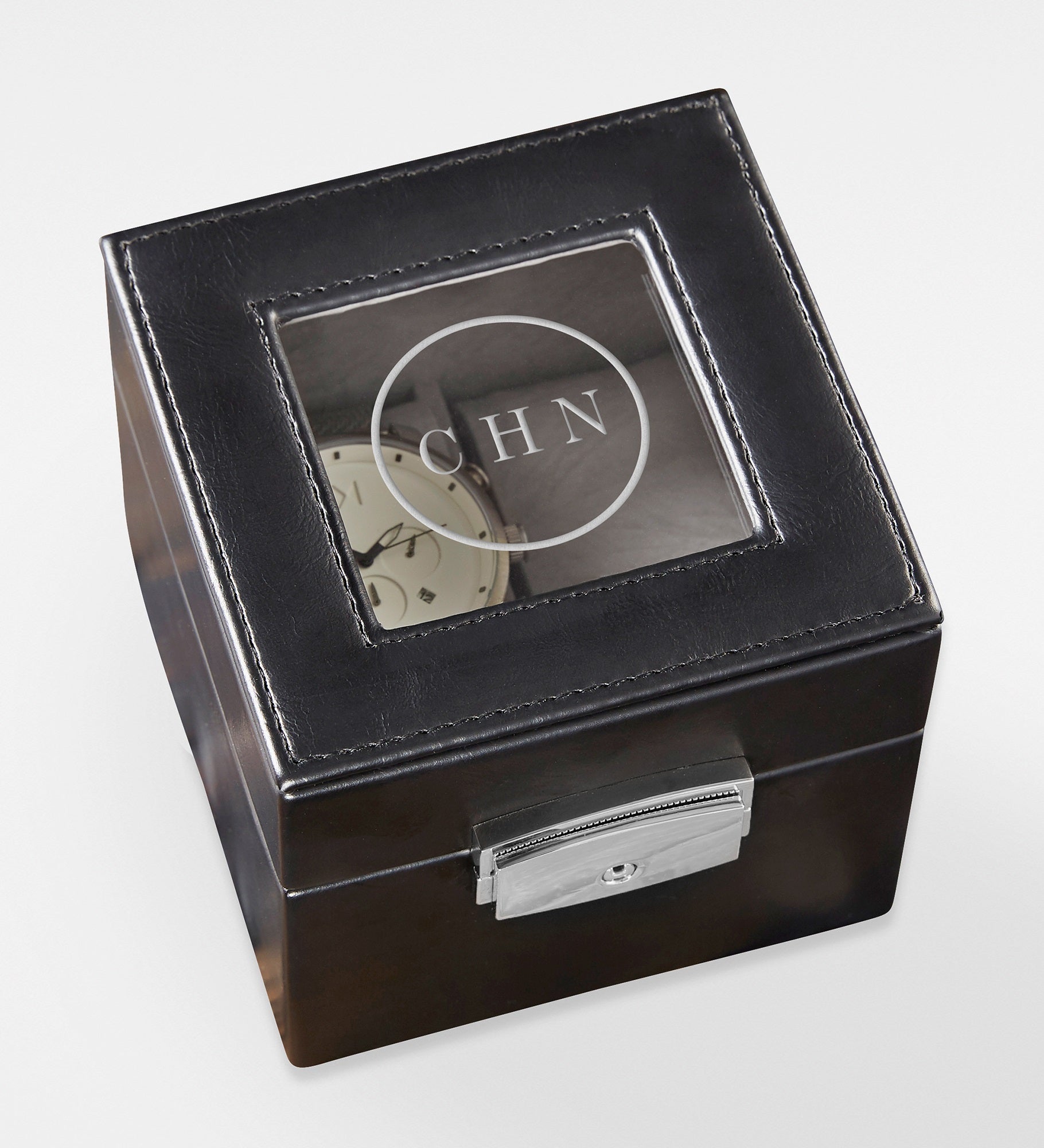 Engraved Leather 2 Slot Watch Box For Him