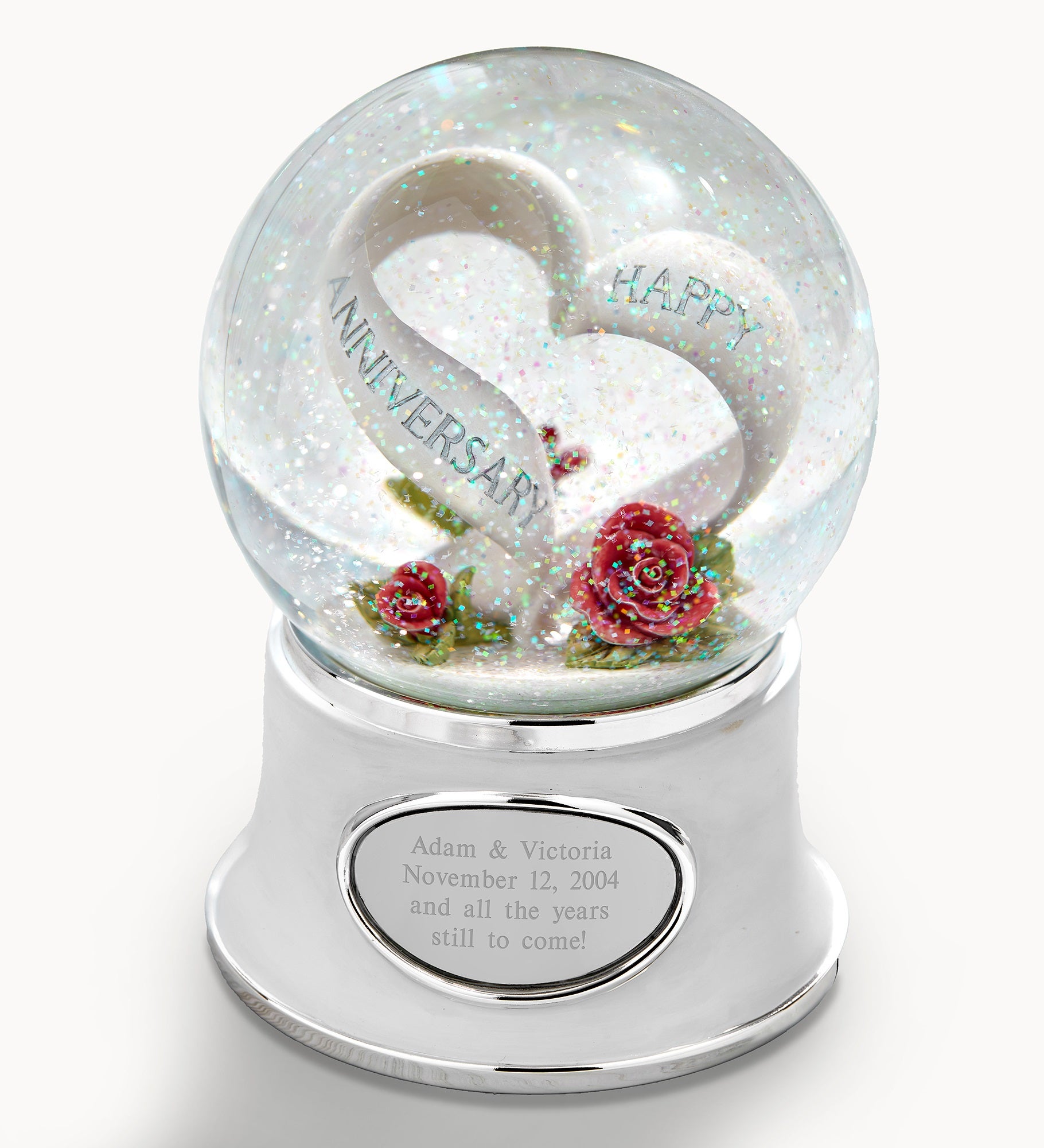 Engraved Anniversary Heart Snow Globe