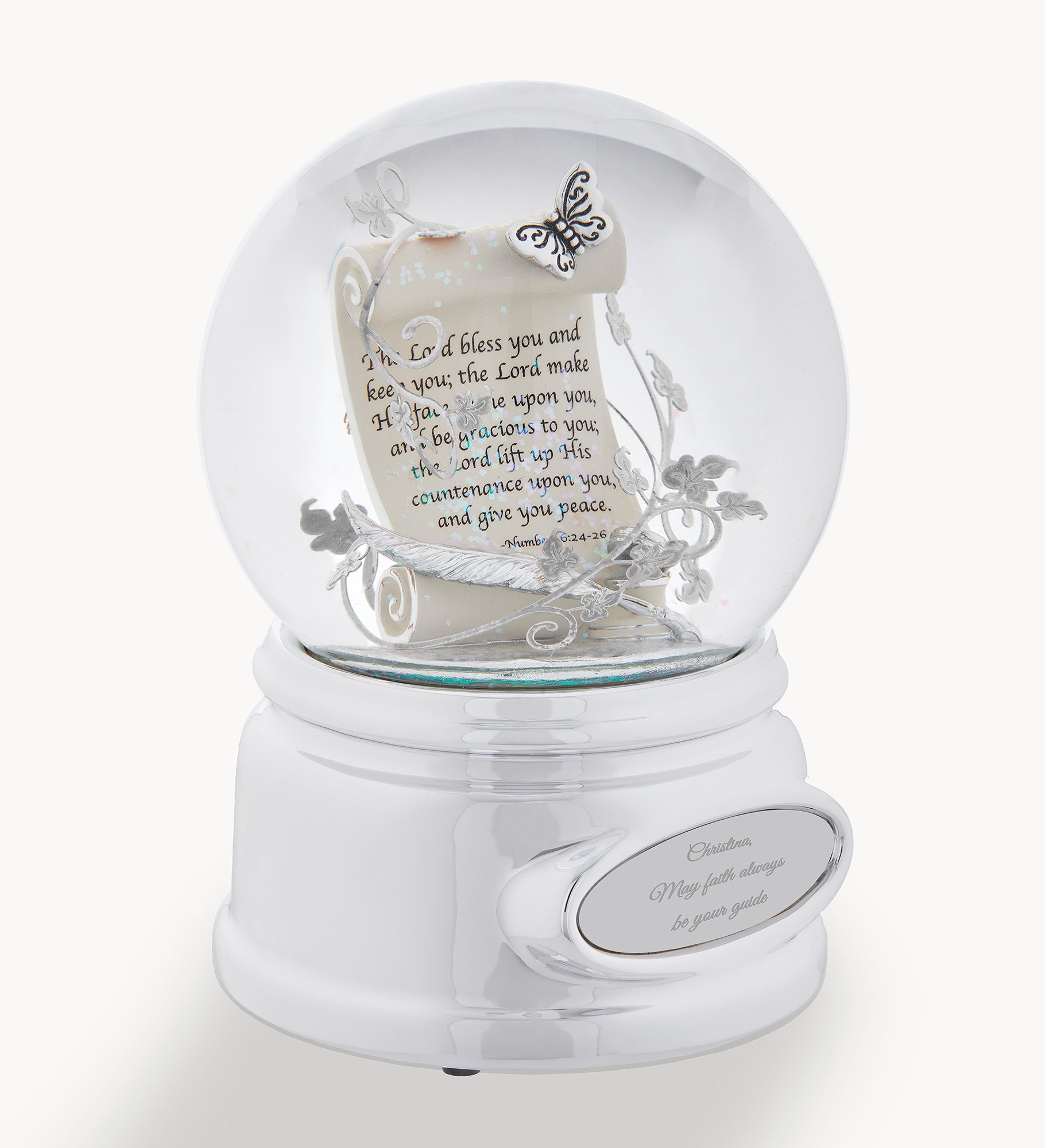 Engraved Prayer Scroll Snow Globe