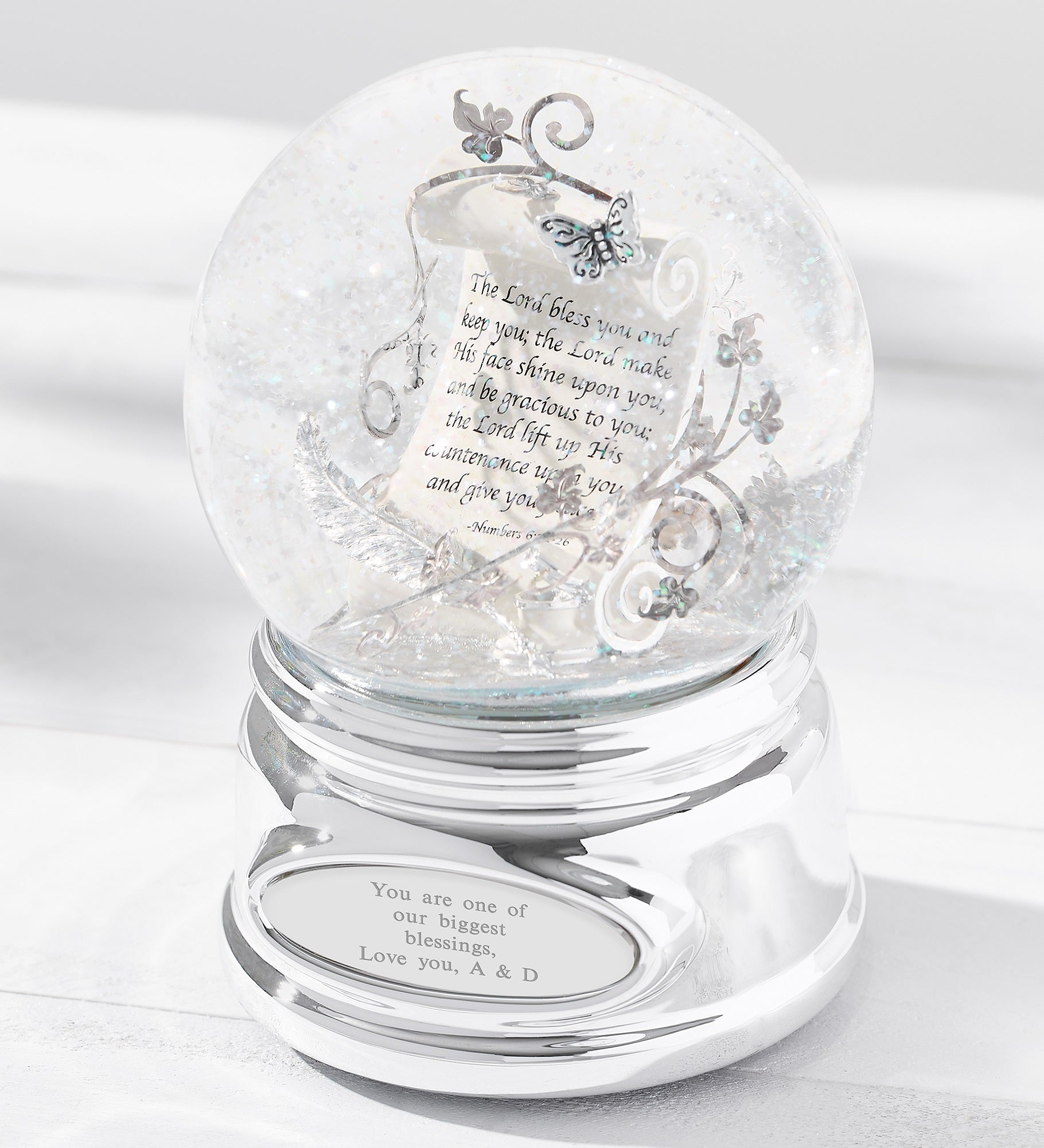 Engraved Prayer Scroll Snow Globe