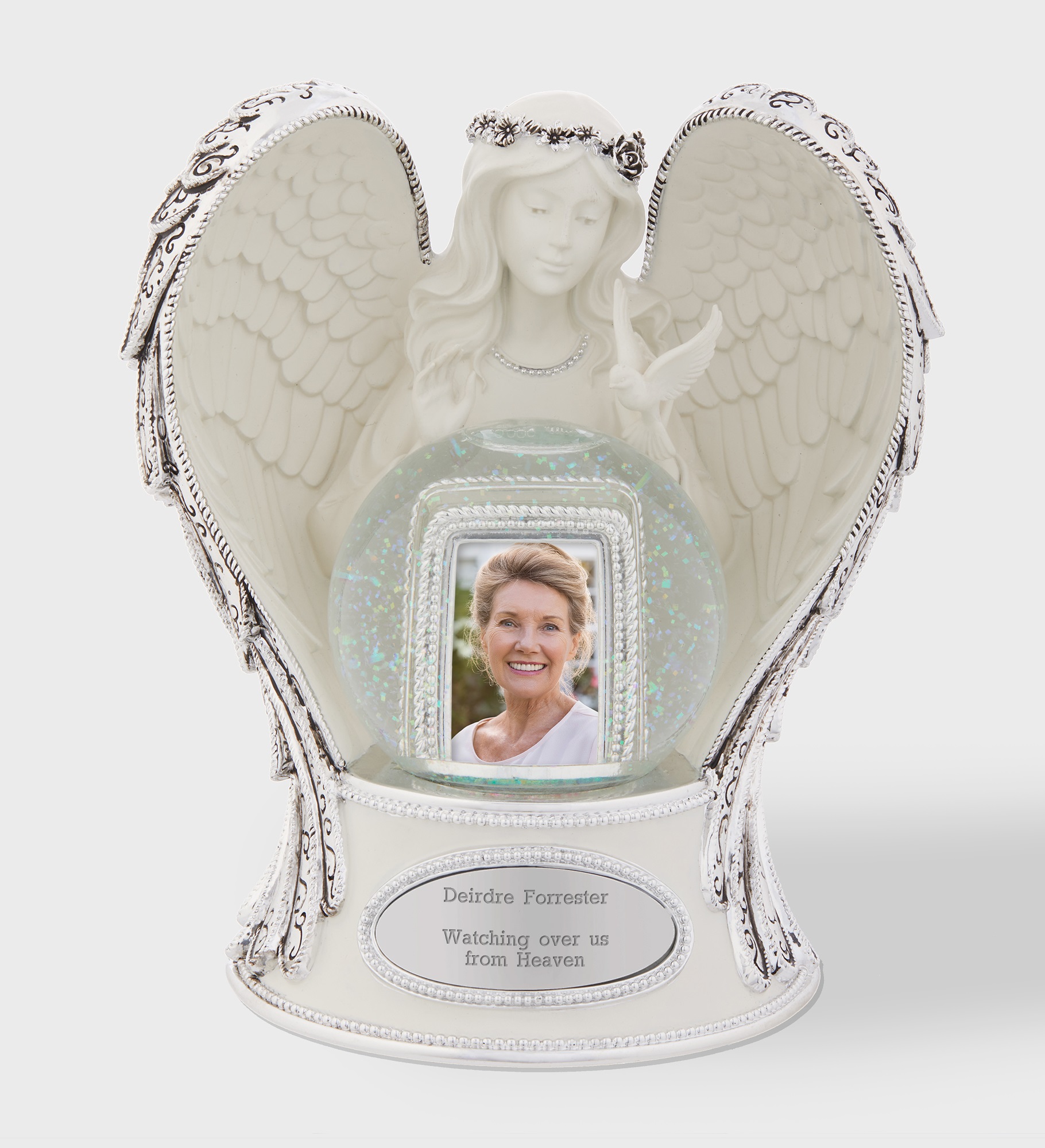 Engraved Memorial Guardian Angel Snow Globe