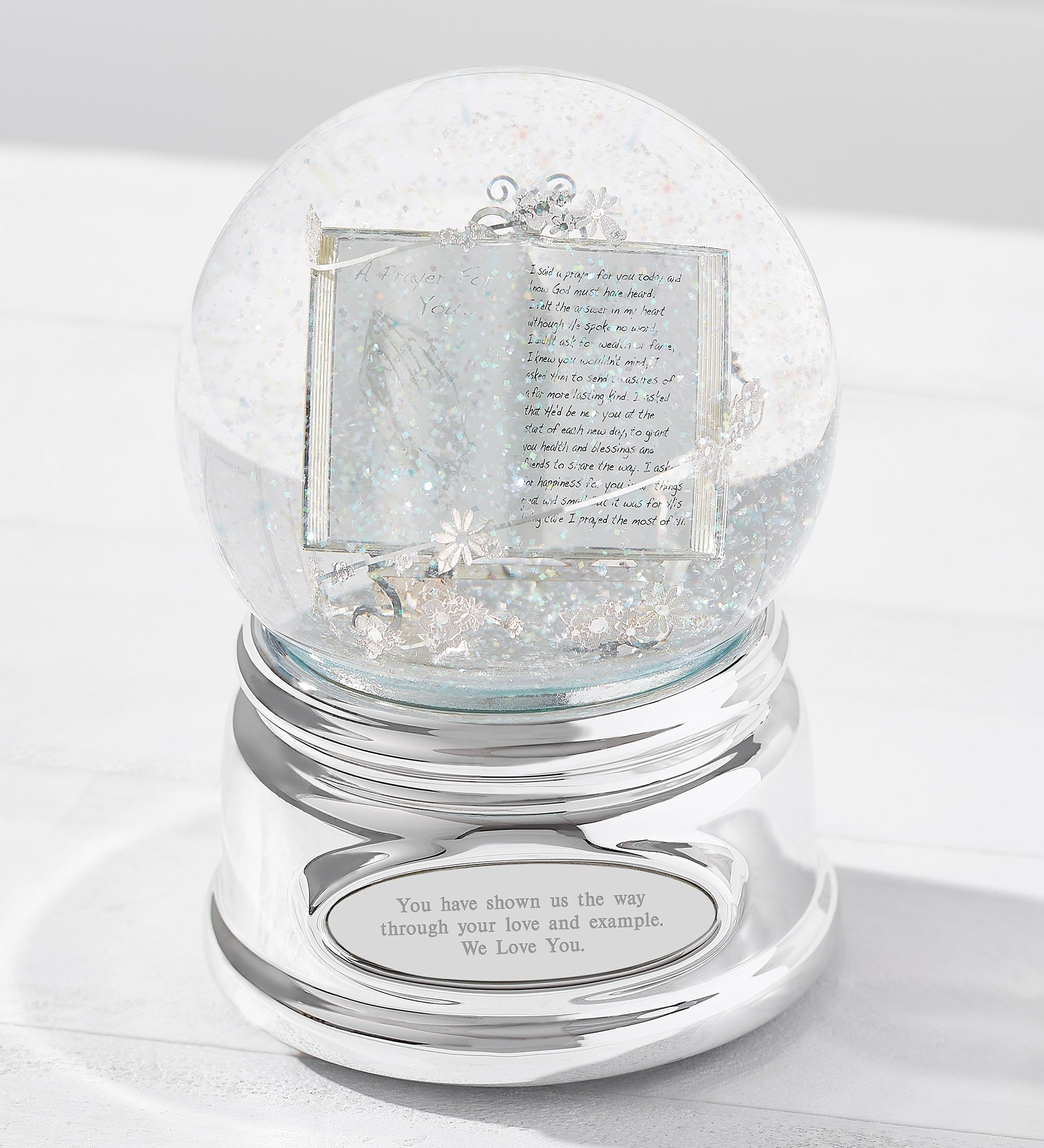 Engraved Praying Hands Snow Globe