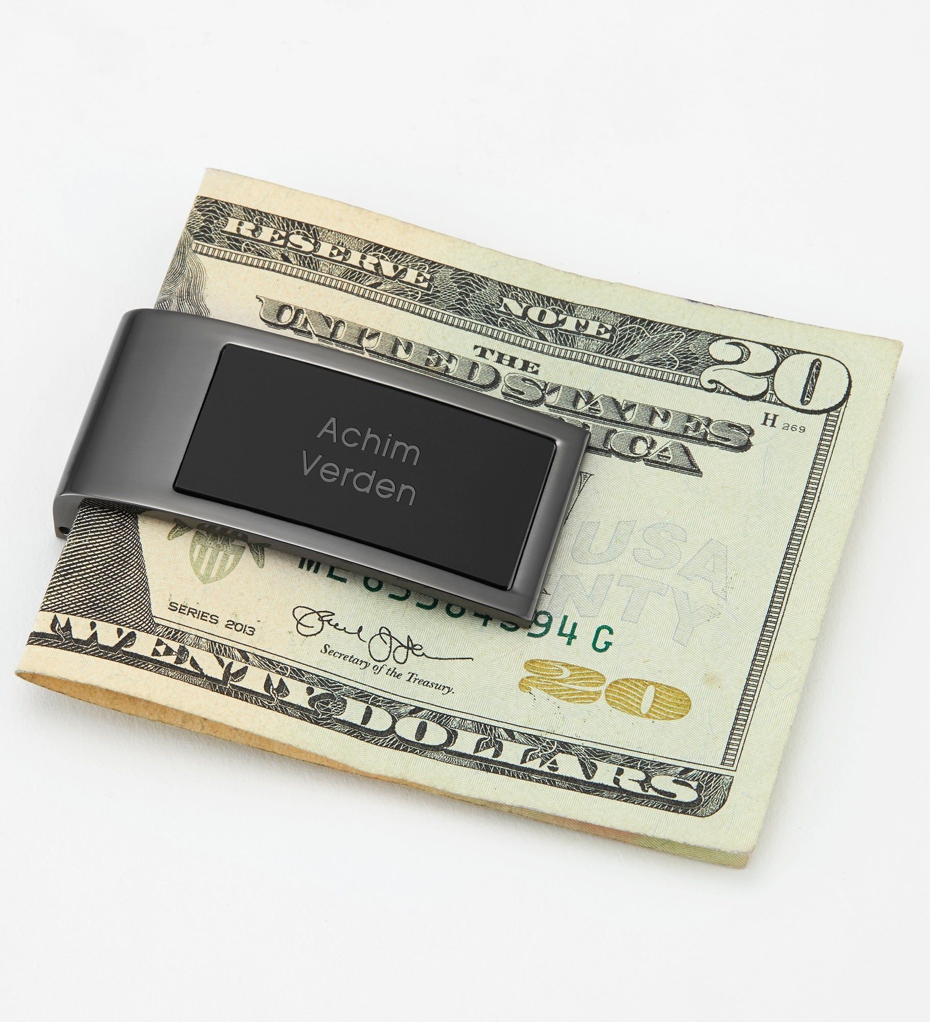 Engraved Gunmetal and Black Money Clip
