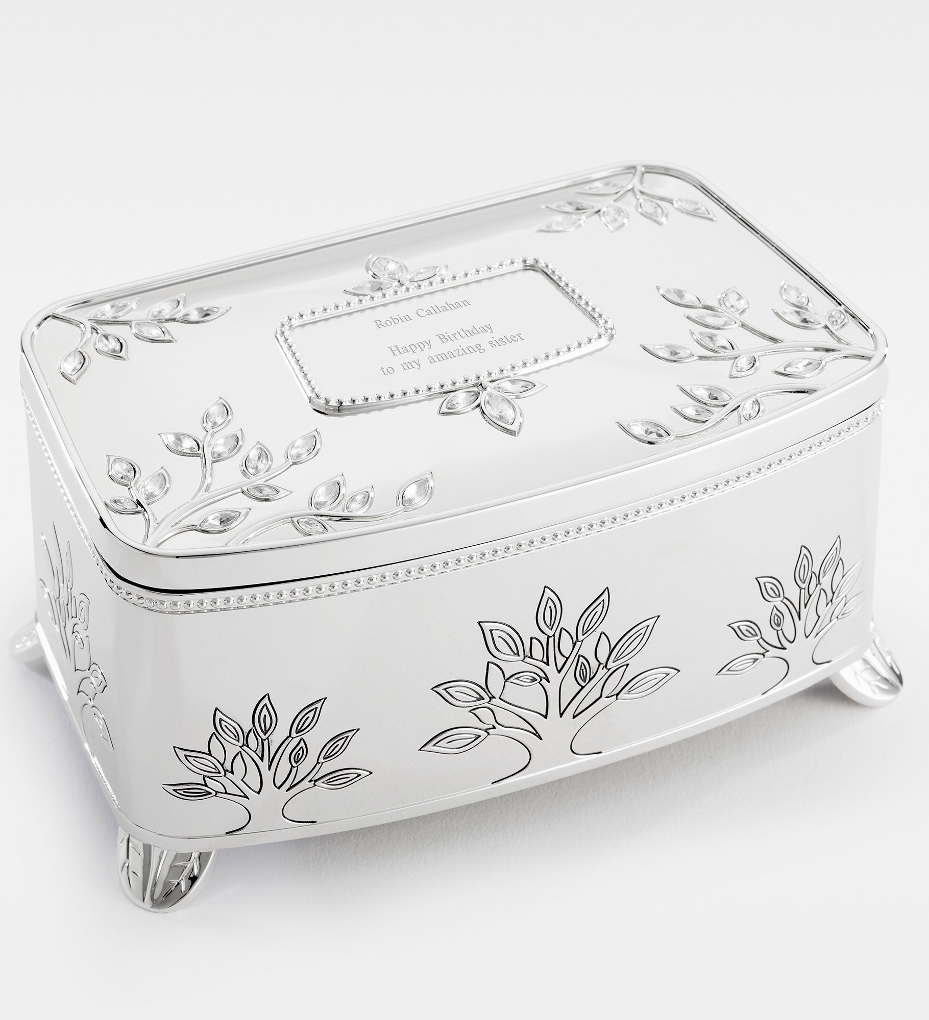 Engraved Trees and Vines Music Box