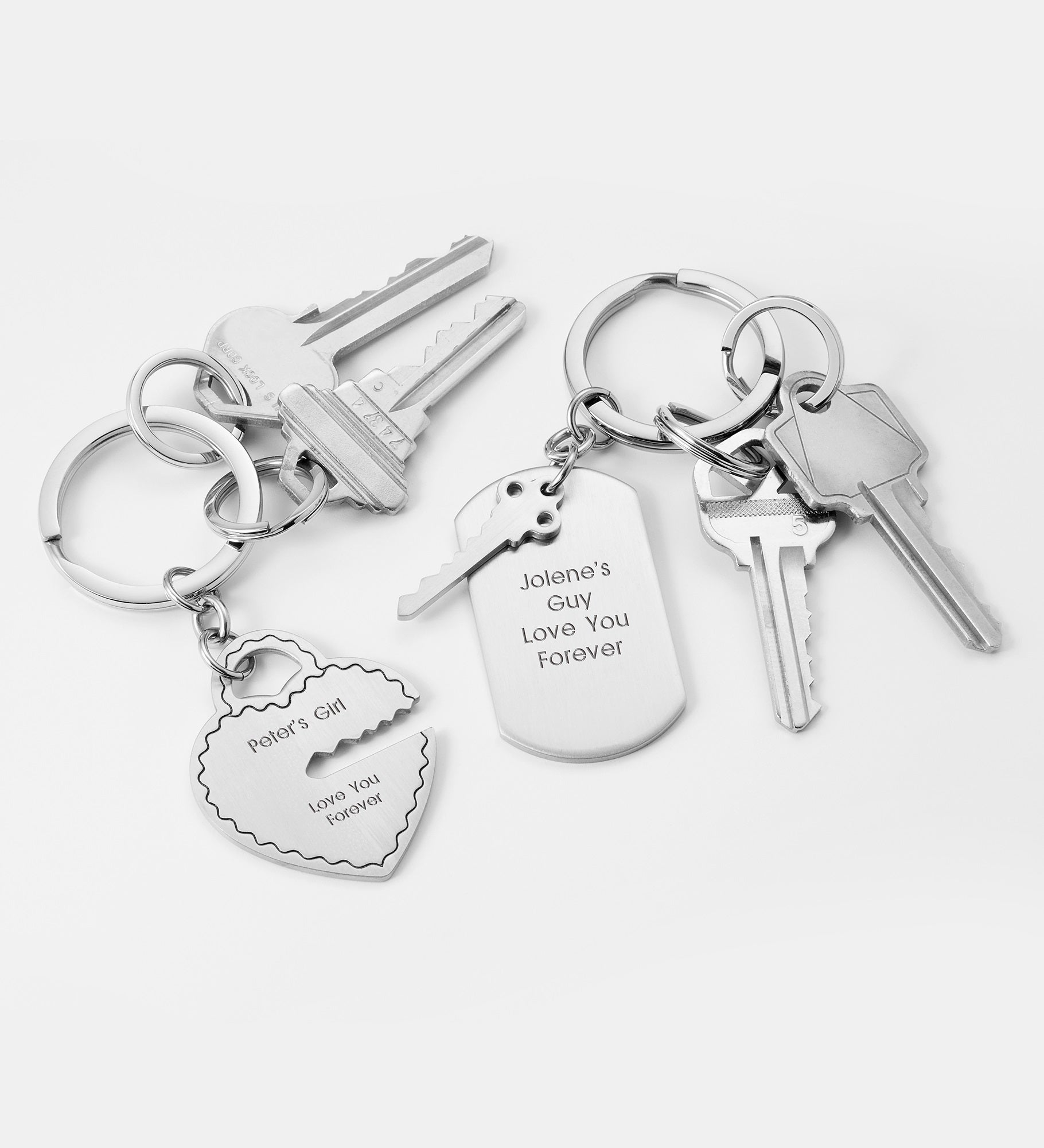 Engraved Key To My Heart Keychain Set