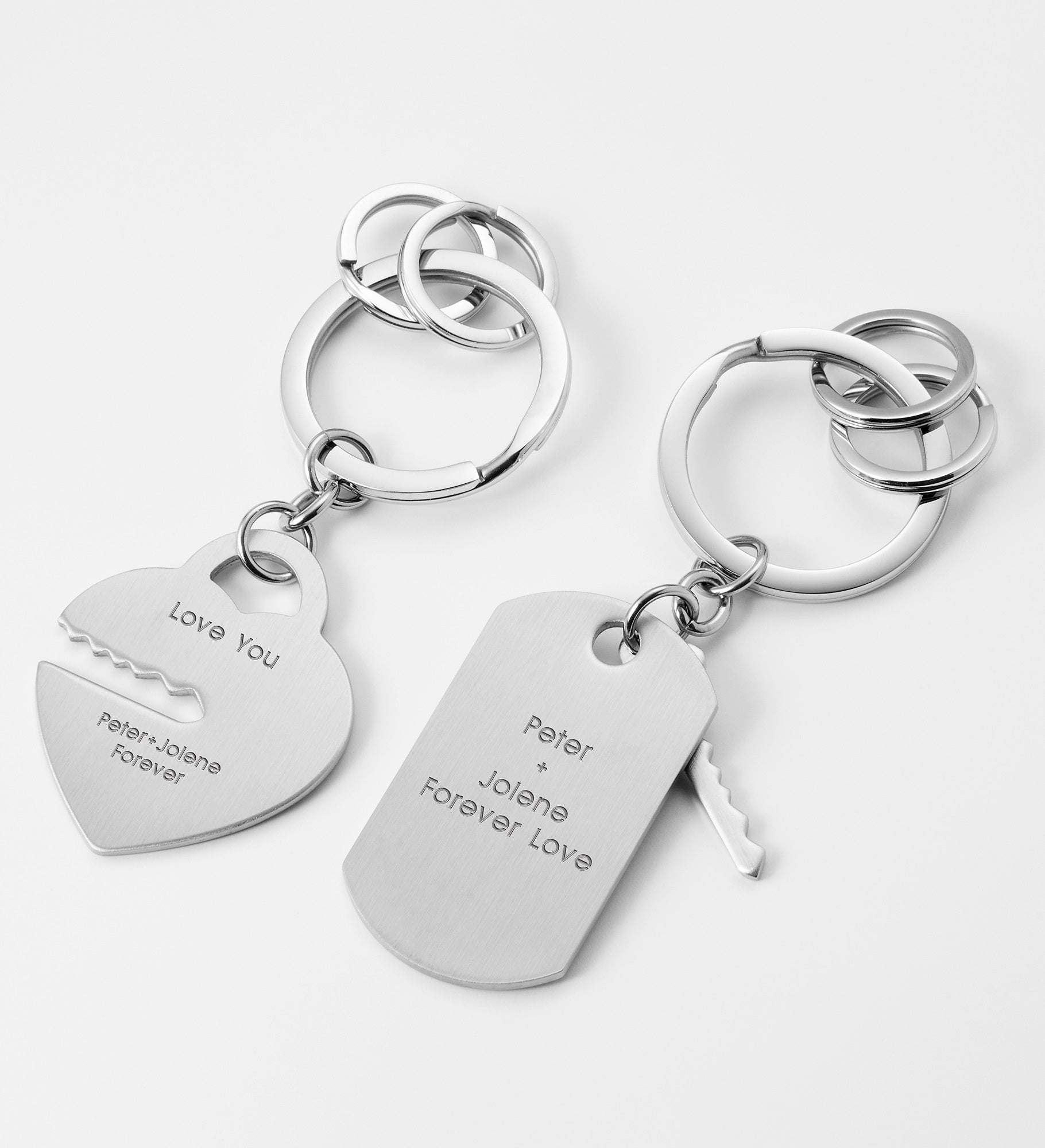 Engraved Key To My Heart Keychain Set