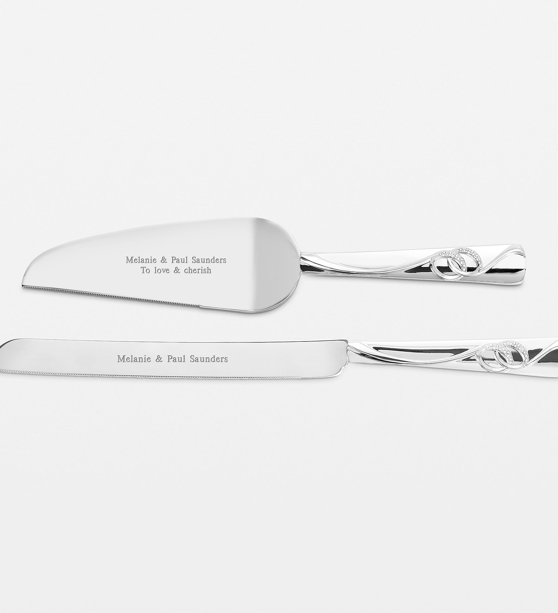 Engraved Double Rings Cake Server Set 
