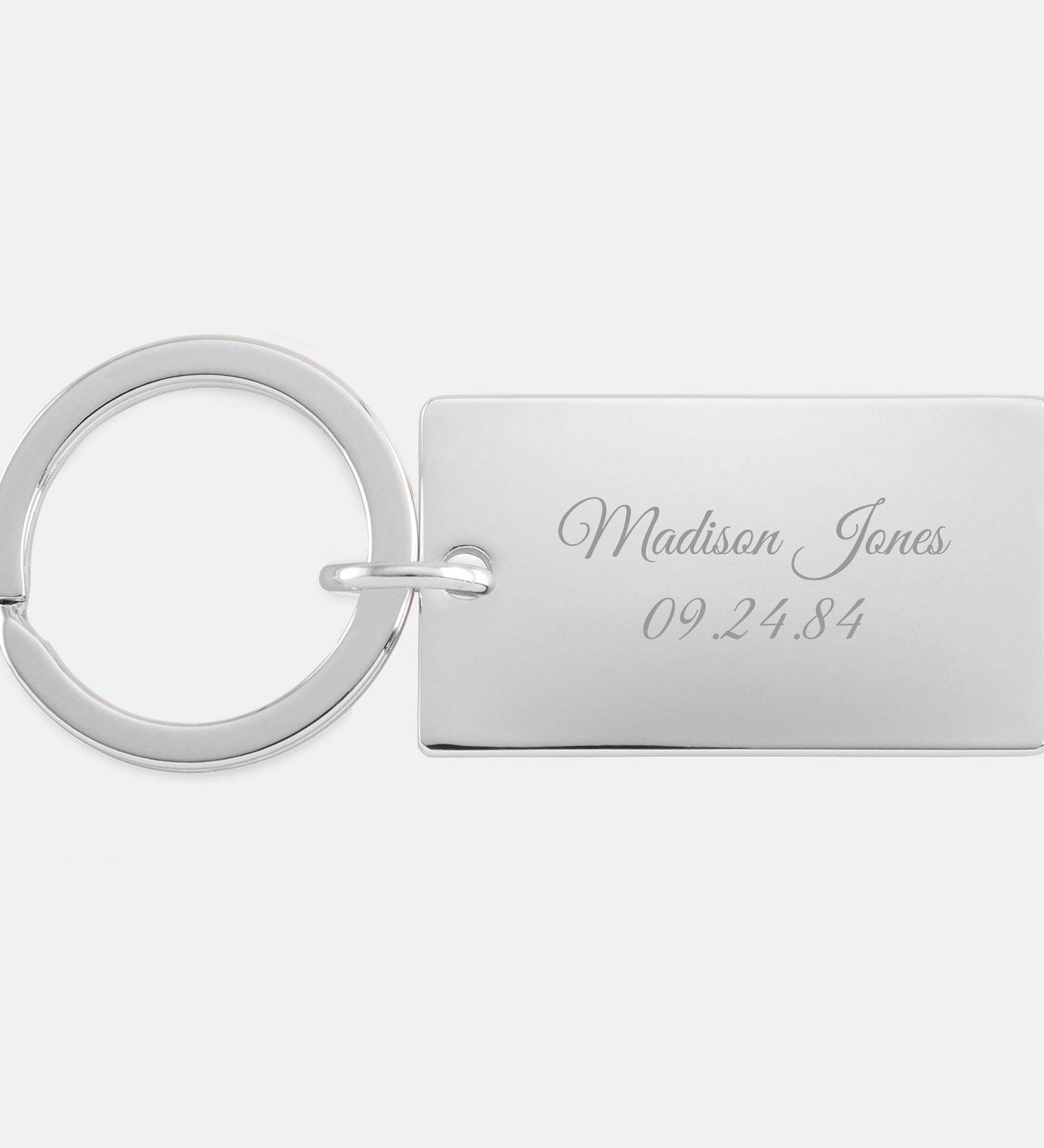 Engraved Nickel Rectangle Keychain