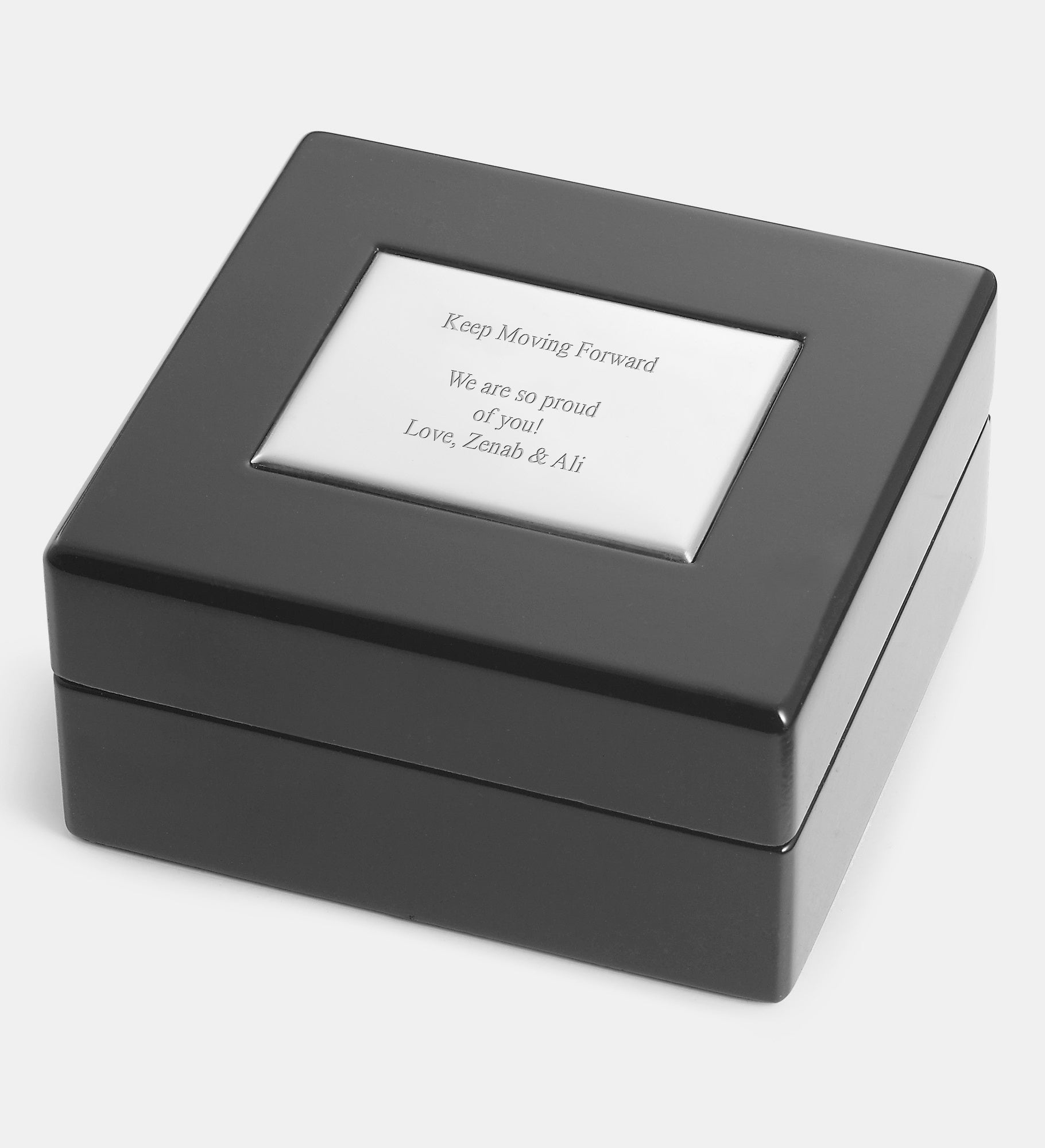 Engraved Gunmetal Skeleton Dial Pocket Watch and Box