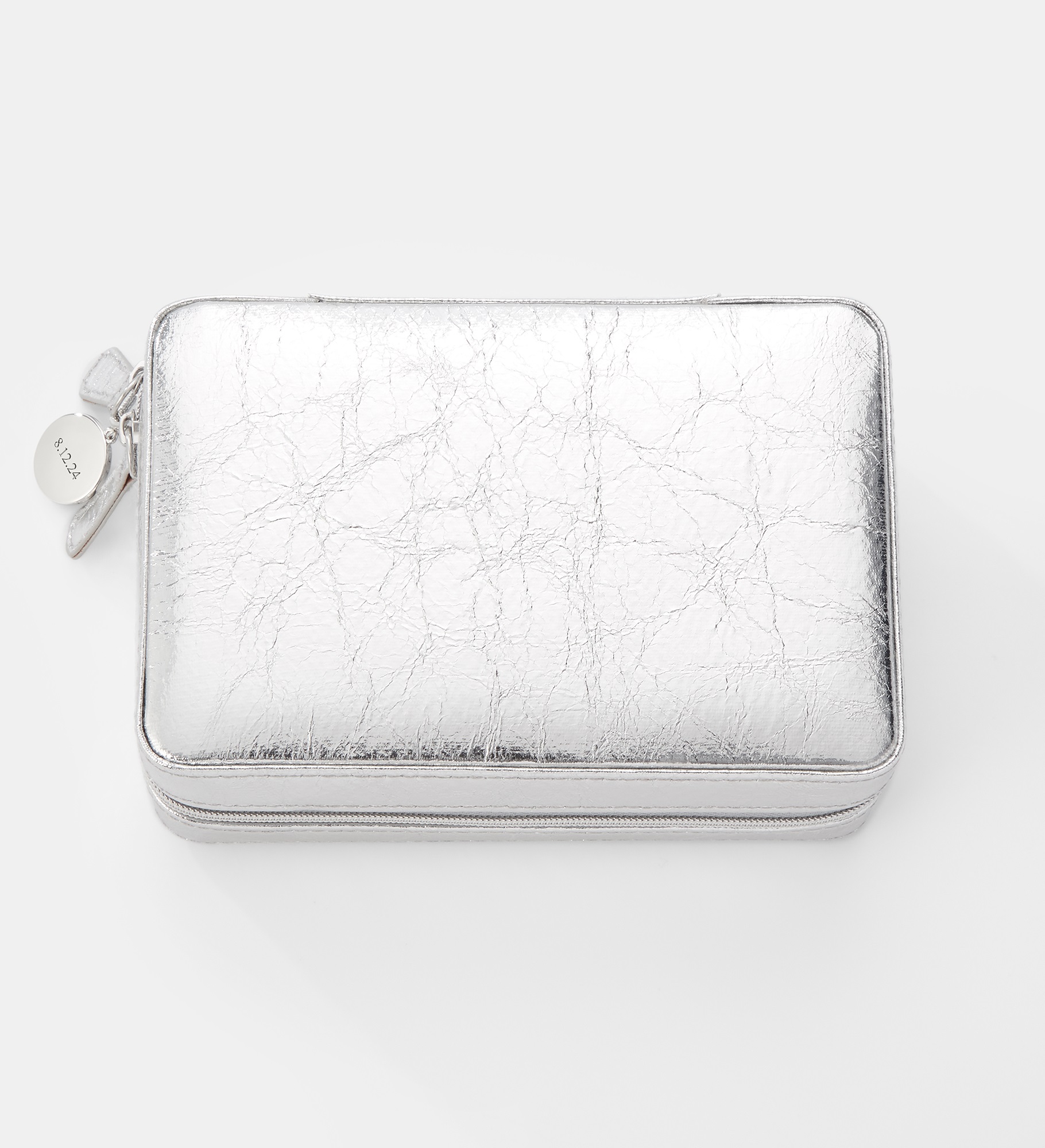  Engraved Rectangle Jewelry Box and Travel Case in Silver