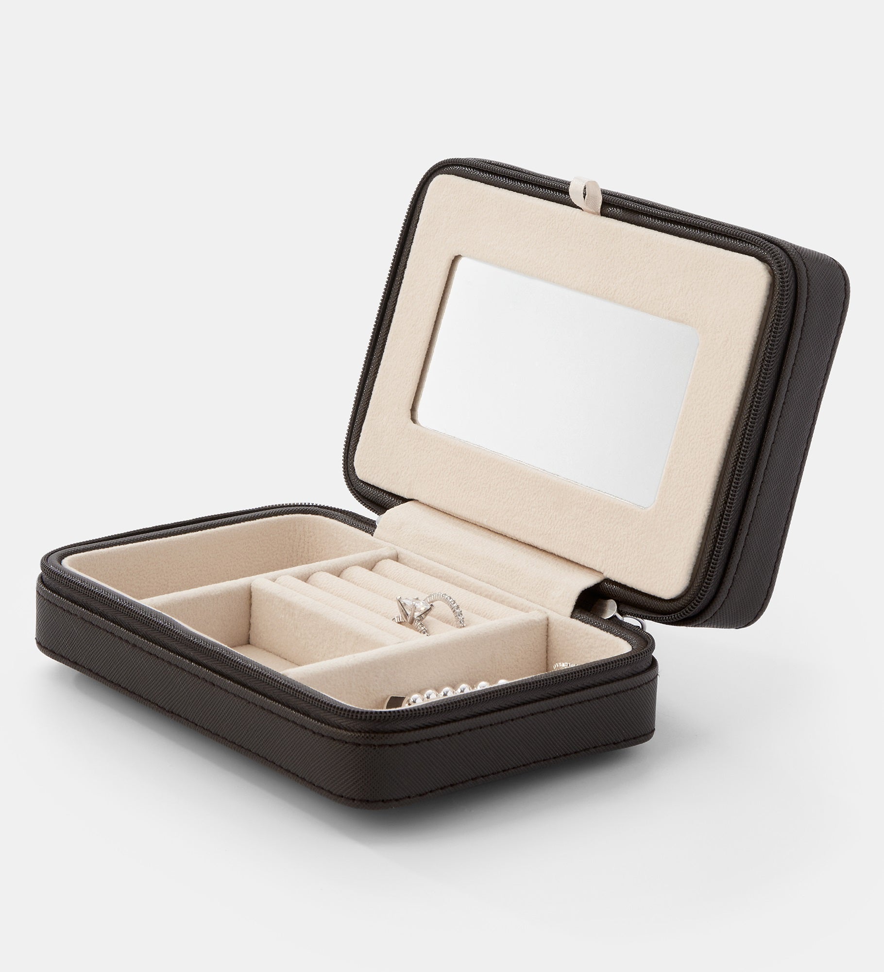 Engraved Rectangle Jewelry Box and Travel Case in Black