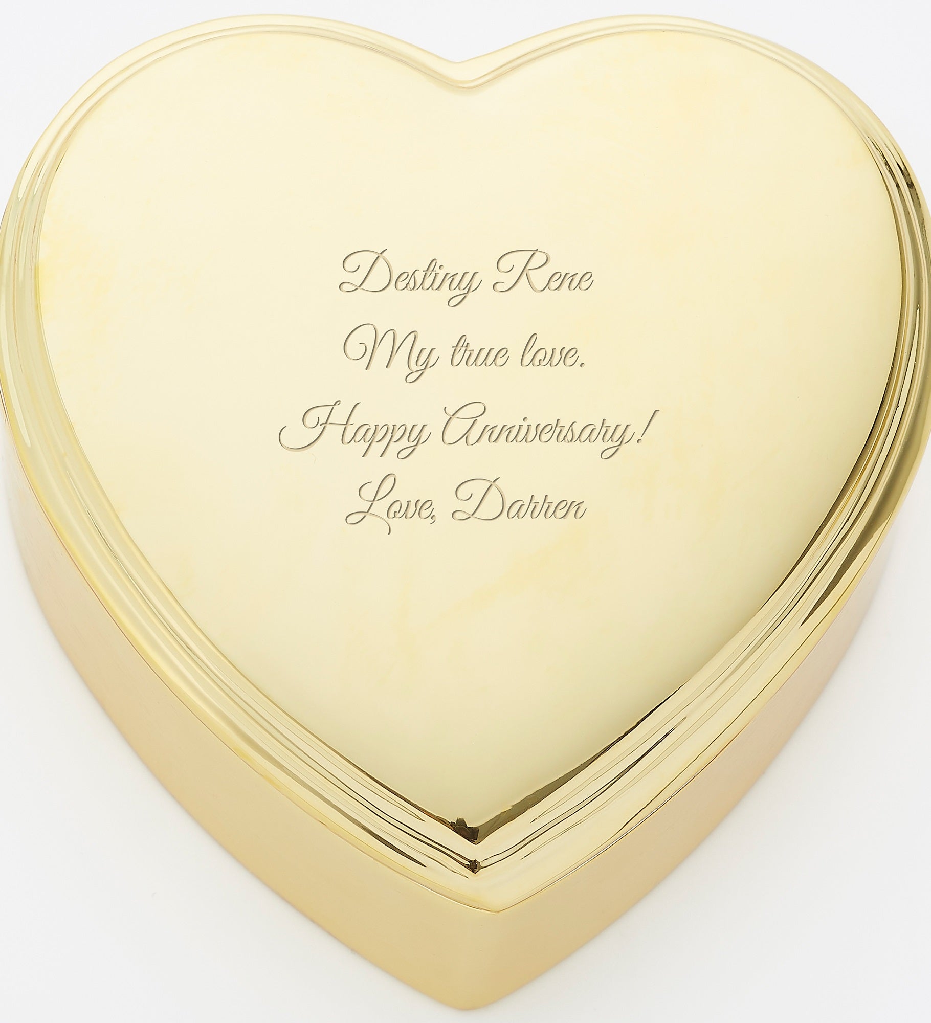 Engraved Golden Heart Keepsake Box