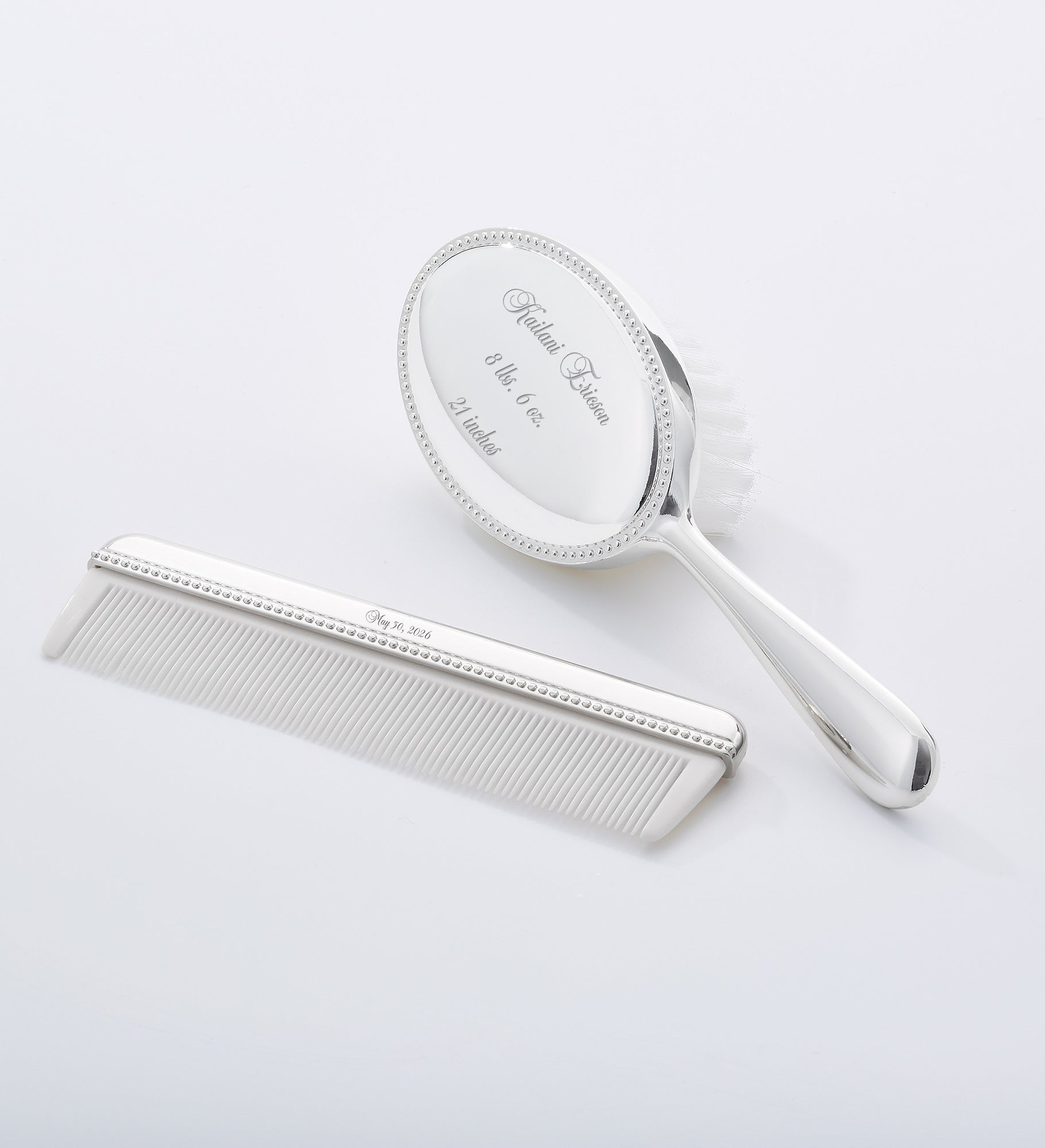Engraved Baby Beaded Comb and Brush Set