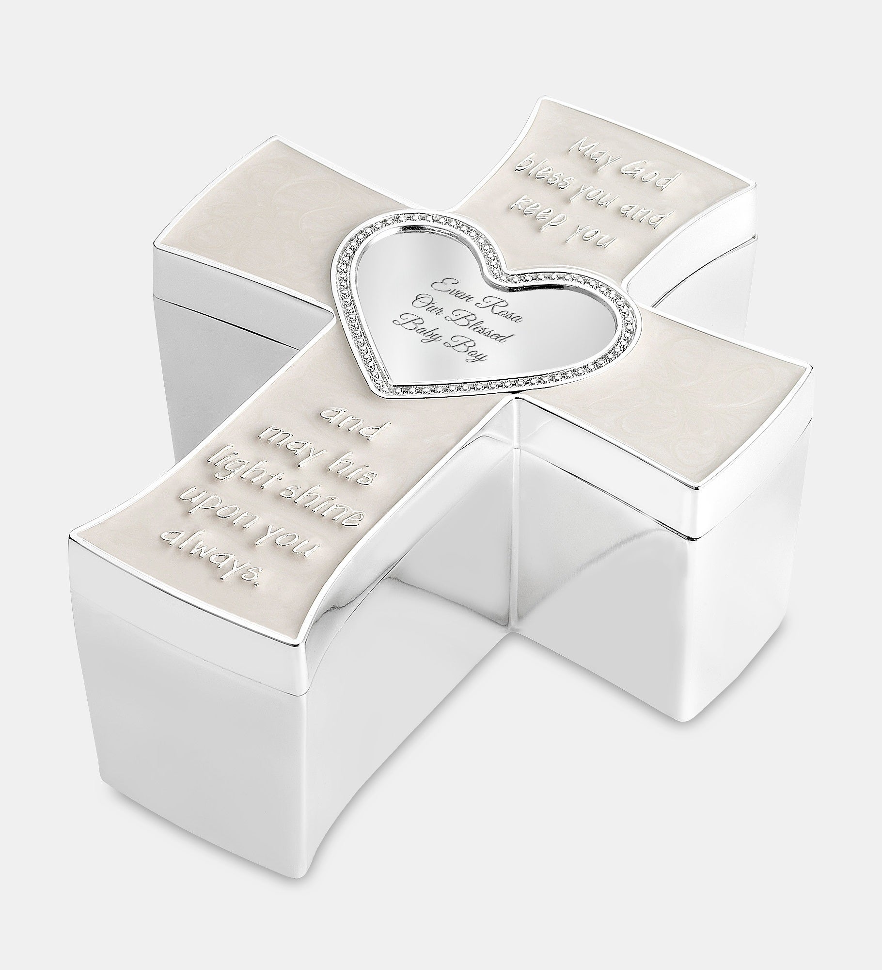 Engraved Cross-Shaped Keepsake Box