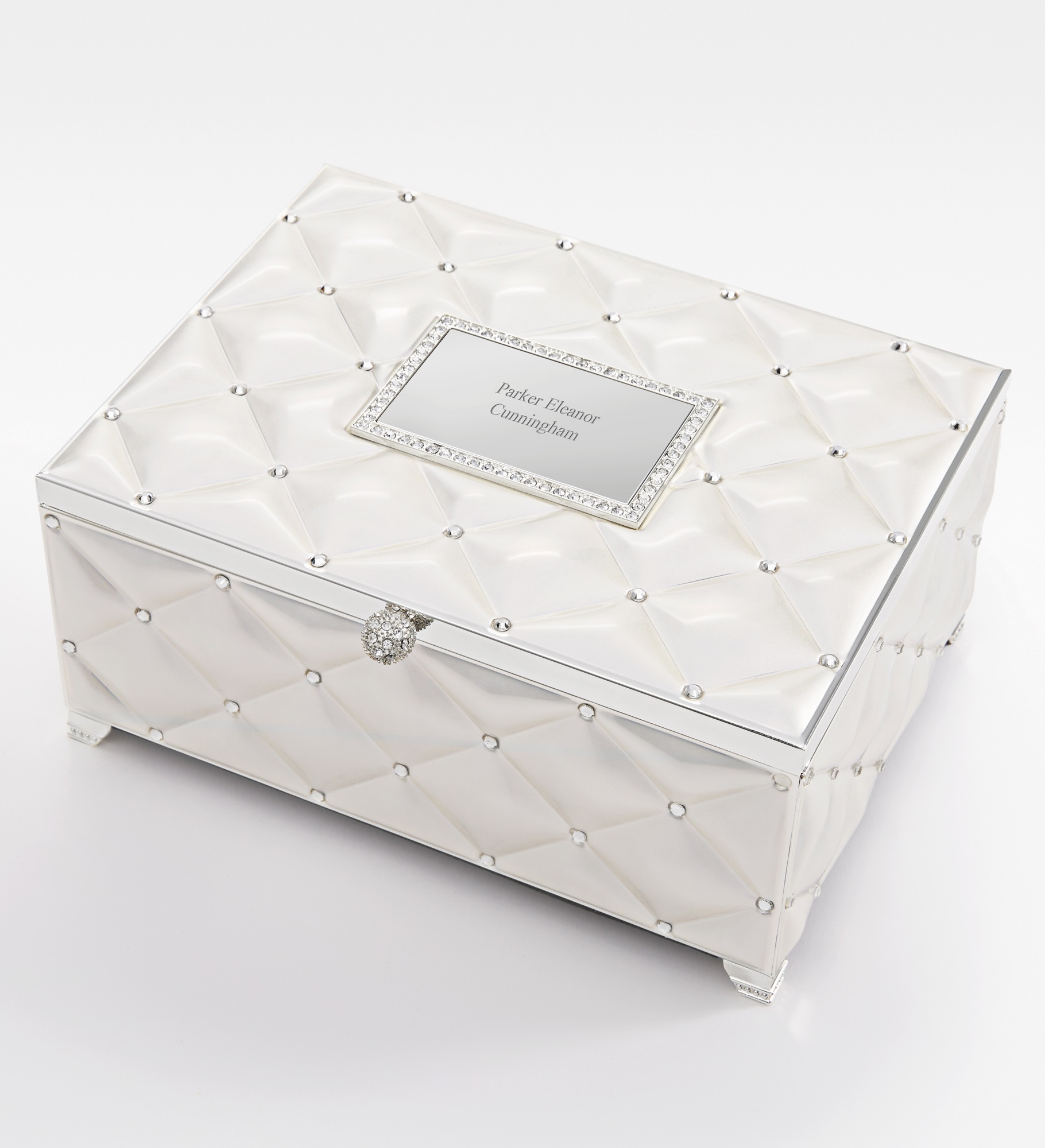  Engraved Diamond Quilted Jewelry Box
