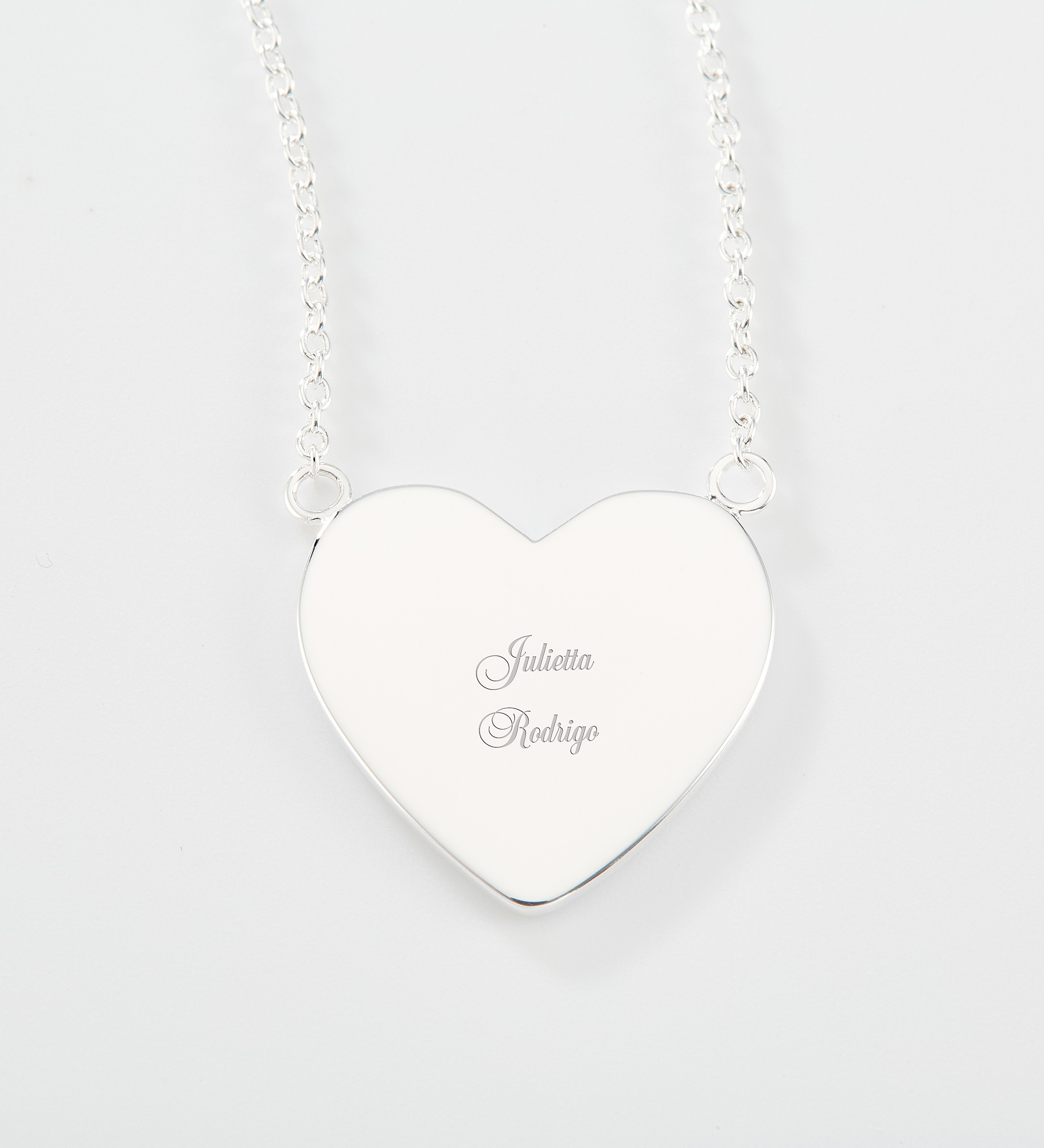  Engraved Sterling Silver Heart Necklace