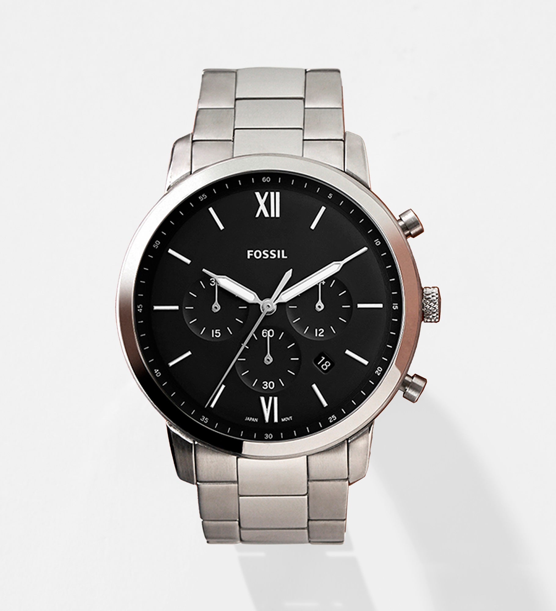 Engraved Fossil Neutra Chrono Silver Watch