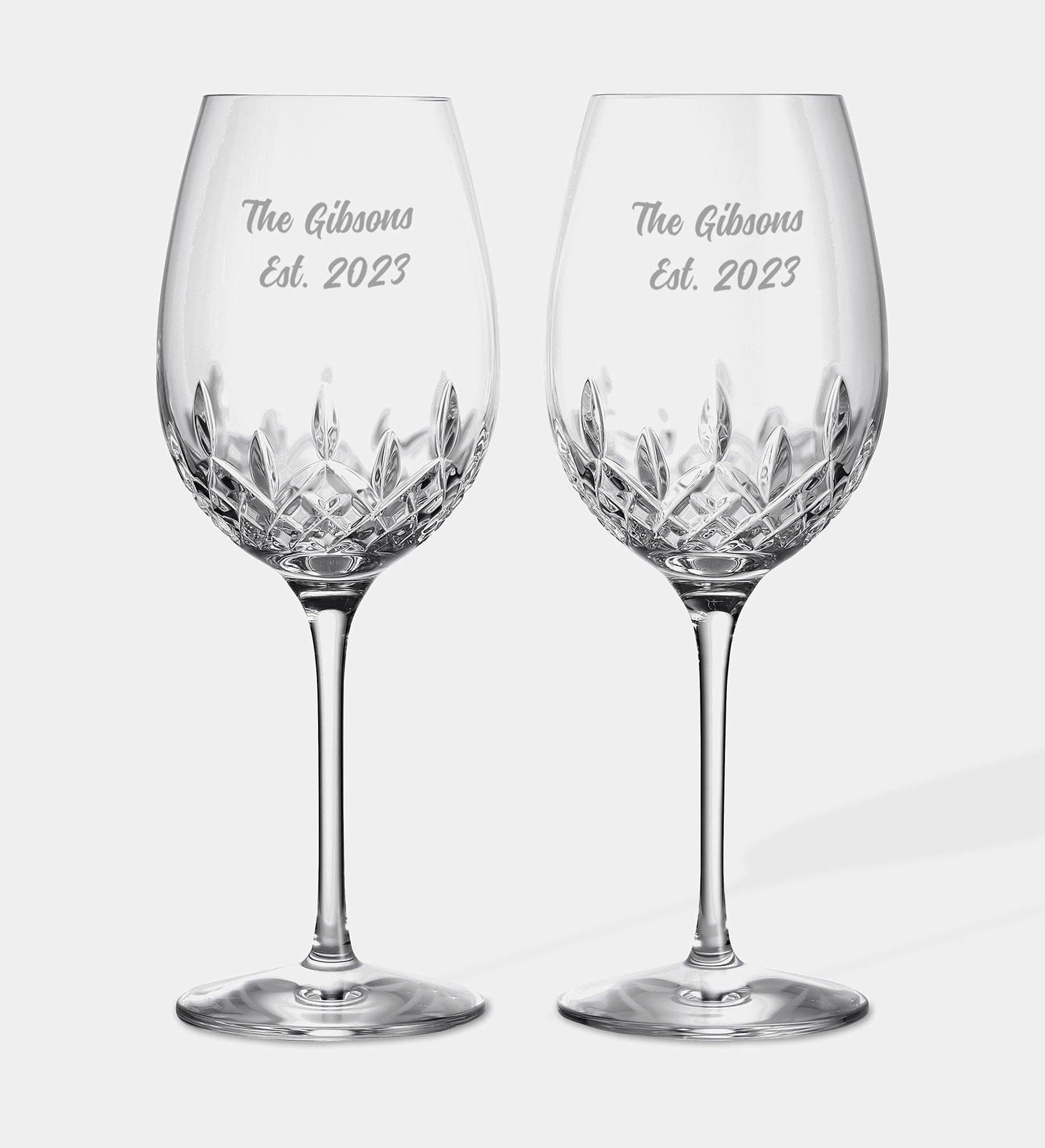 Engraved Waterford Lismore Essence Red Wine Glass Pair