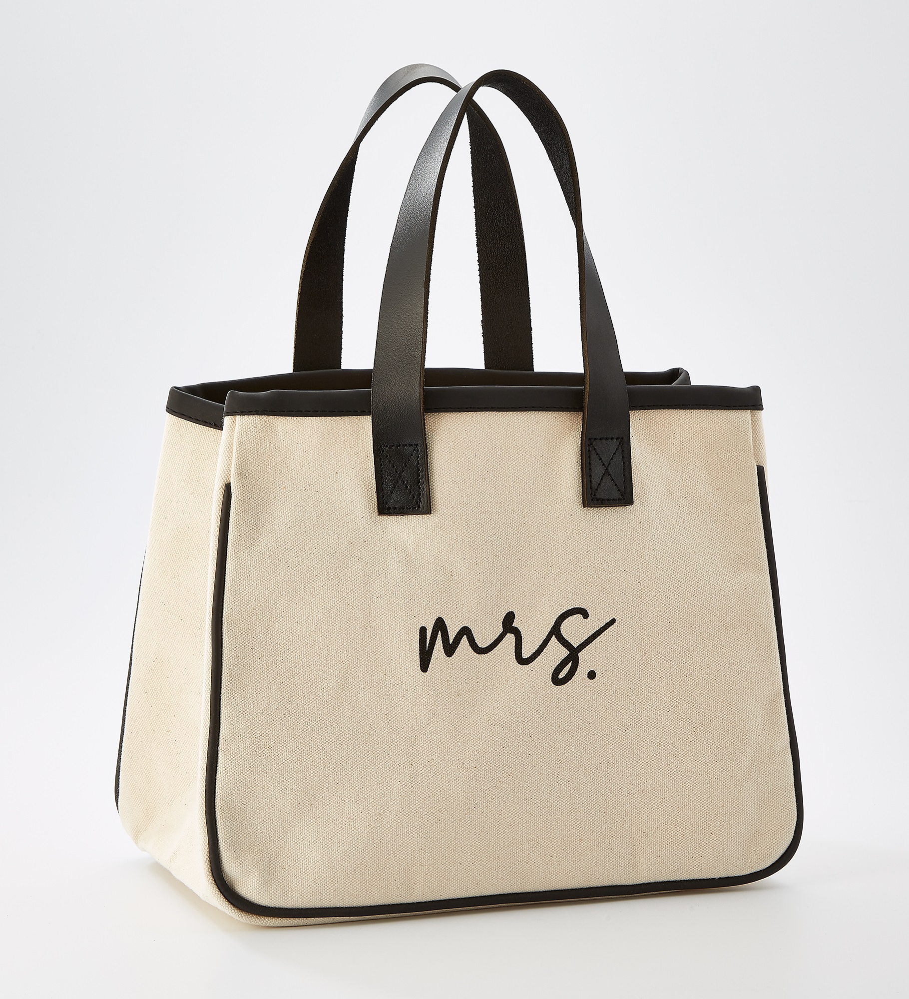  "Mrs." Canvas and Leather Mini Tote Bag