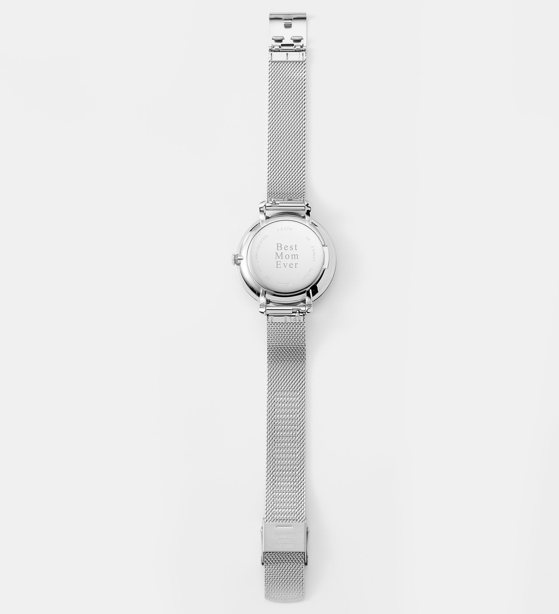 Engraved Fossil Jaqueline Silver Mesh Watch