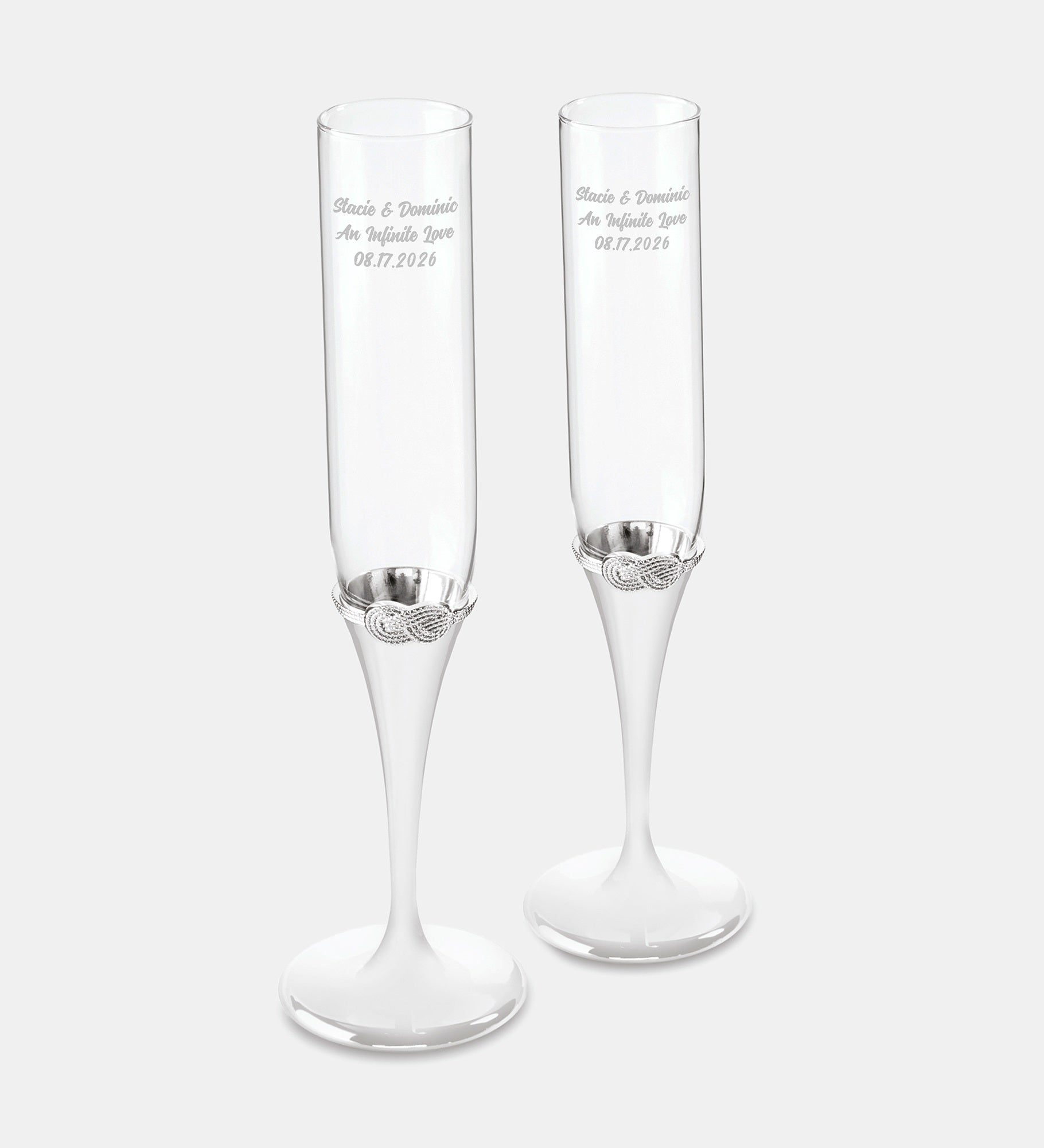 Engraved Vera Wang Wedgwood Infinity Toasting Flute Pair