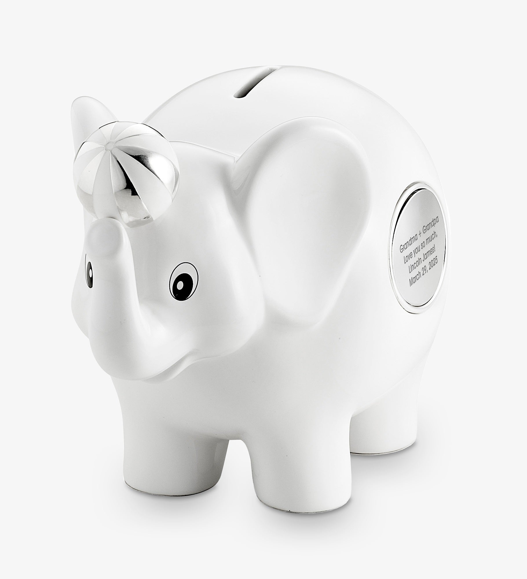 Engraved Ceramic Elephant Coin Bank