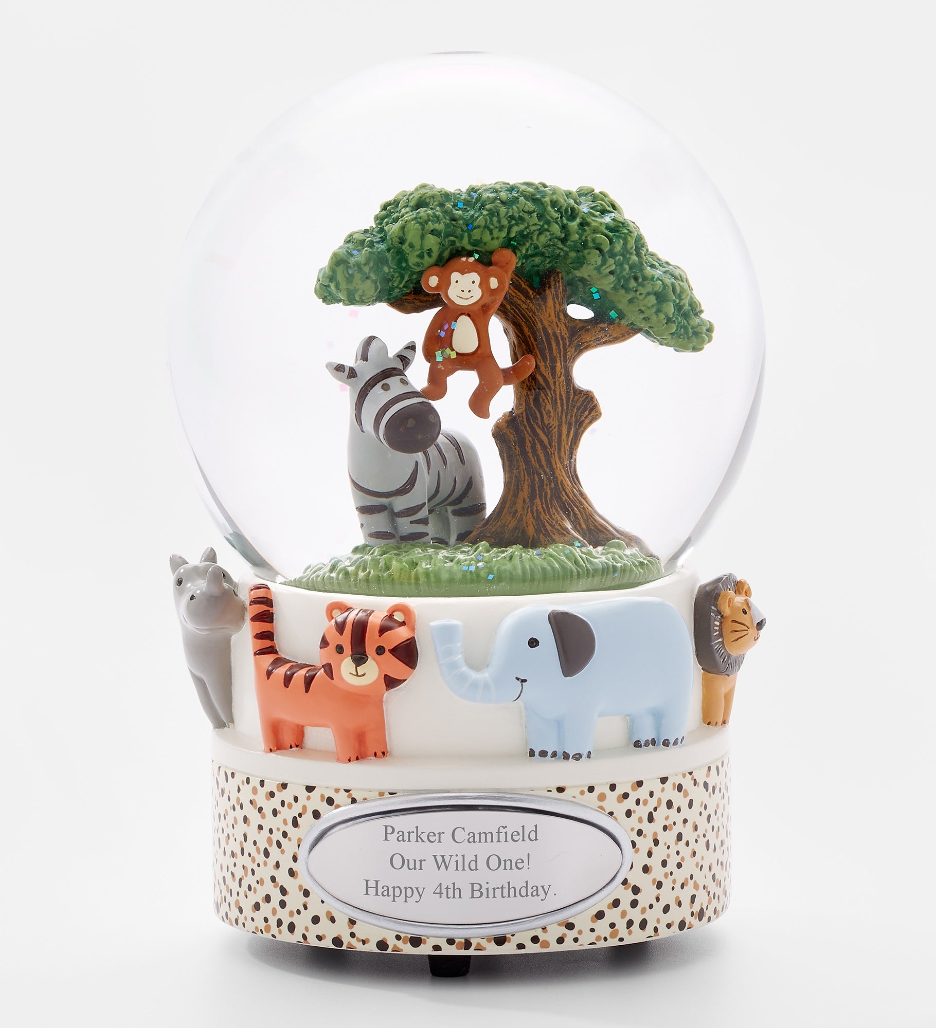 Engraved Safari Animals Snow Globe