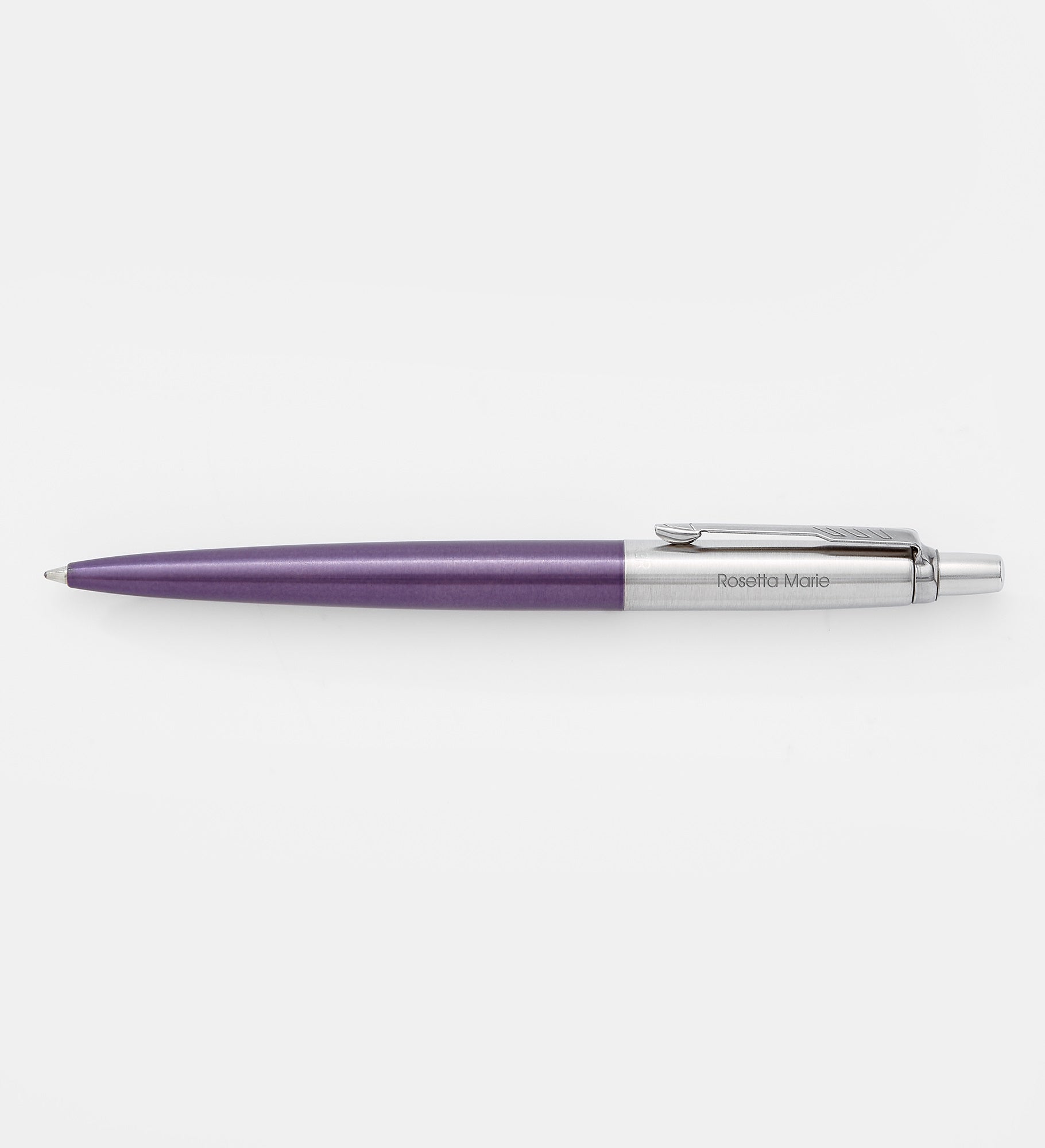 Engraved Parker Jotter Silver and Violet Pen