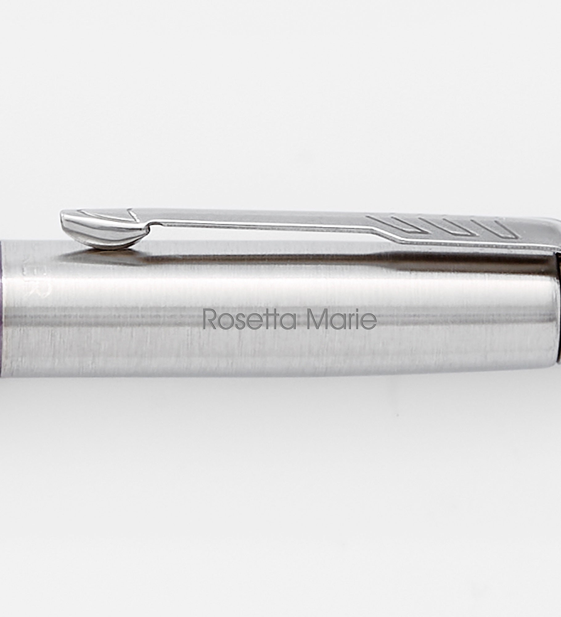 Engraved Parker Jotter Silver and Violet Pen