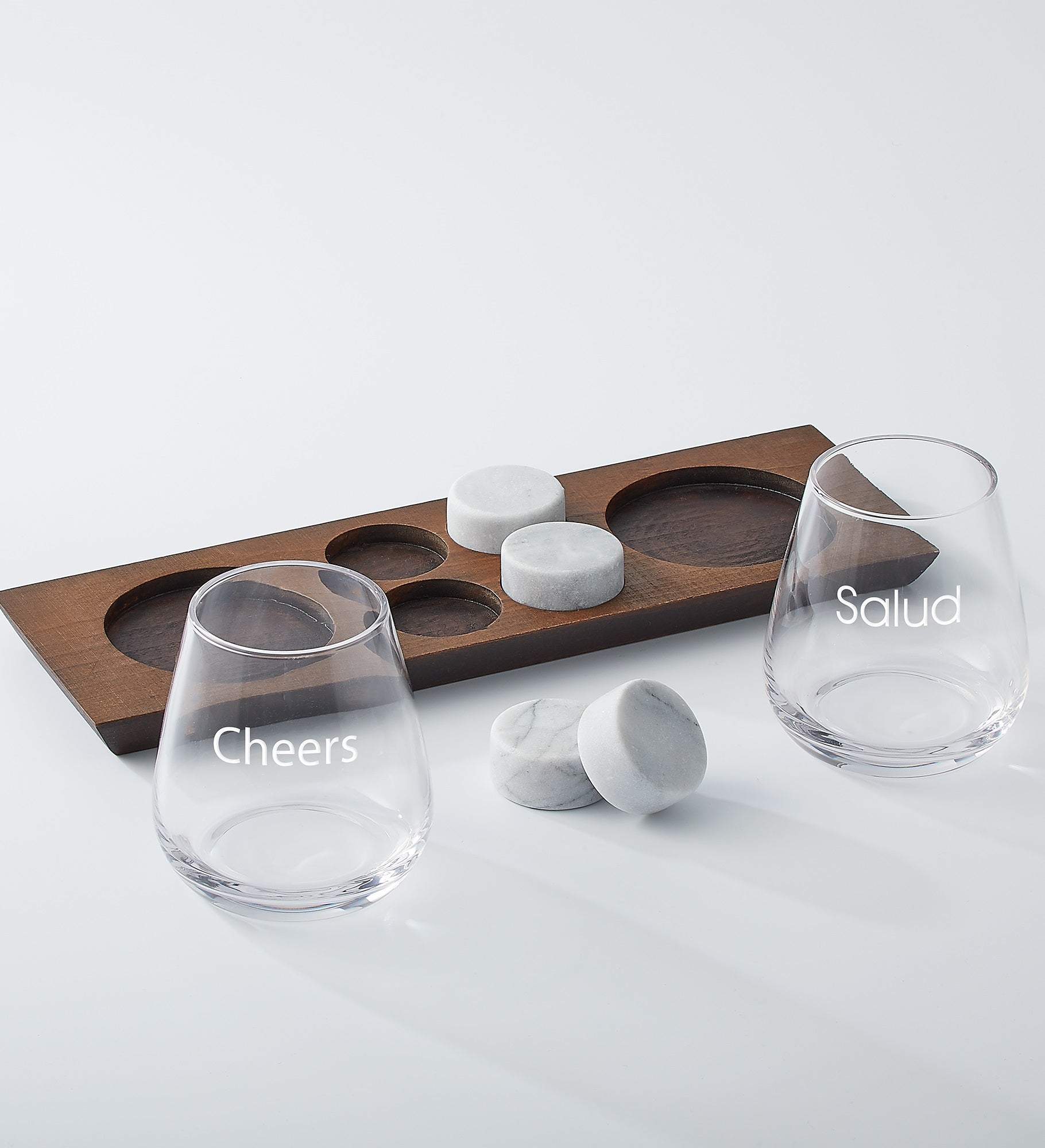 Engraved DOF Whiskey Glass and Stones on Tray Set