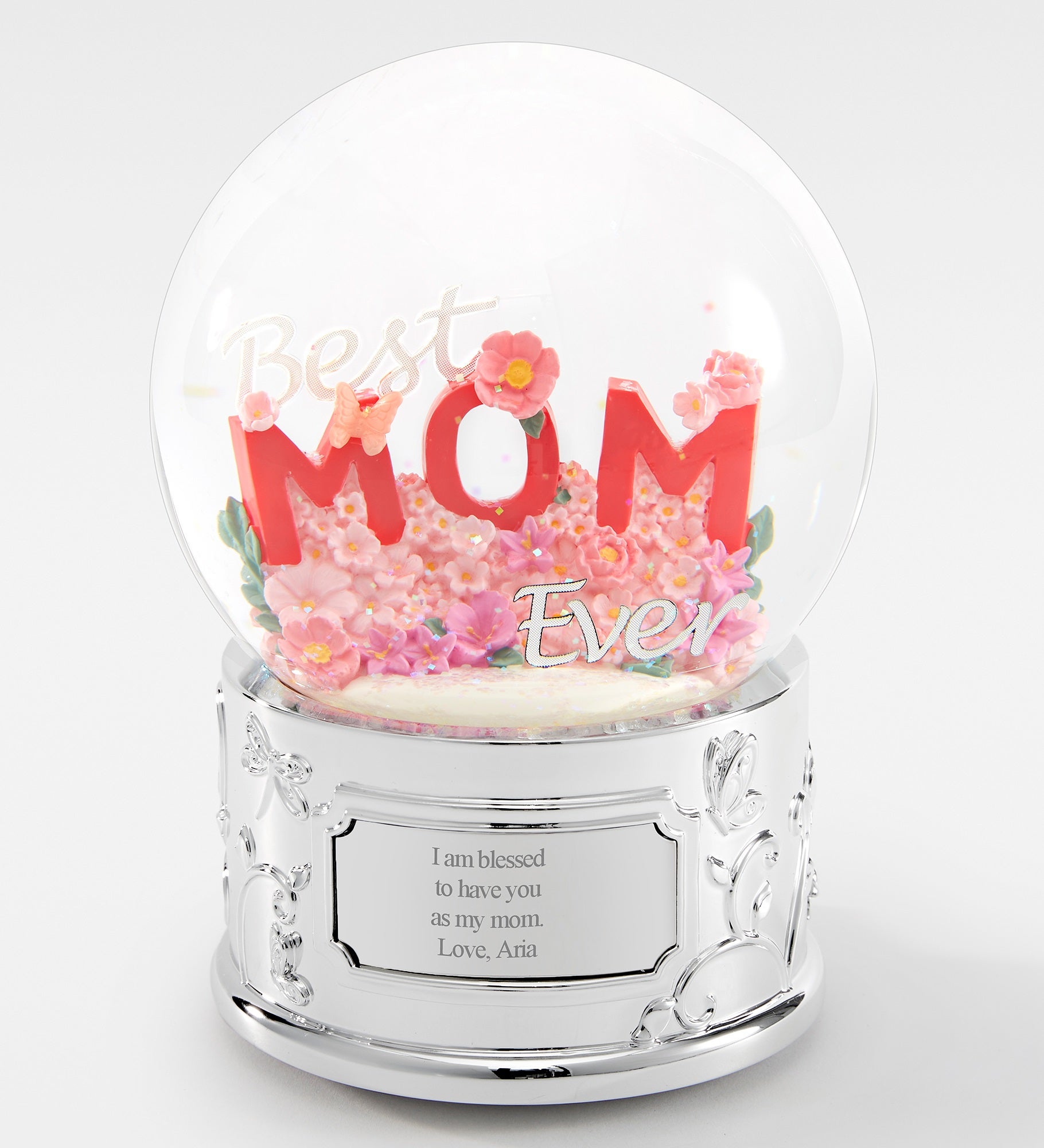 Engraved Best Mom Ever Musical Snow Globe