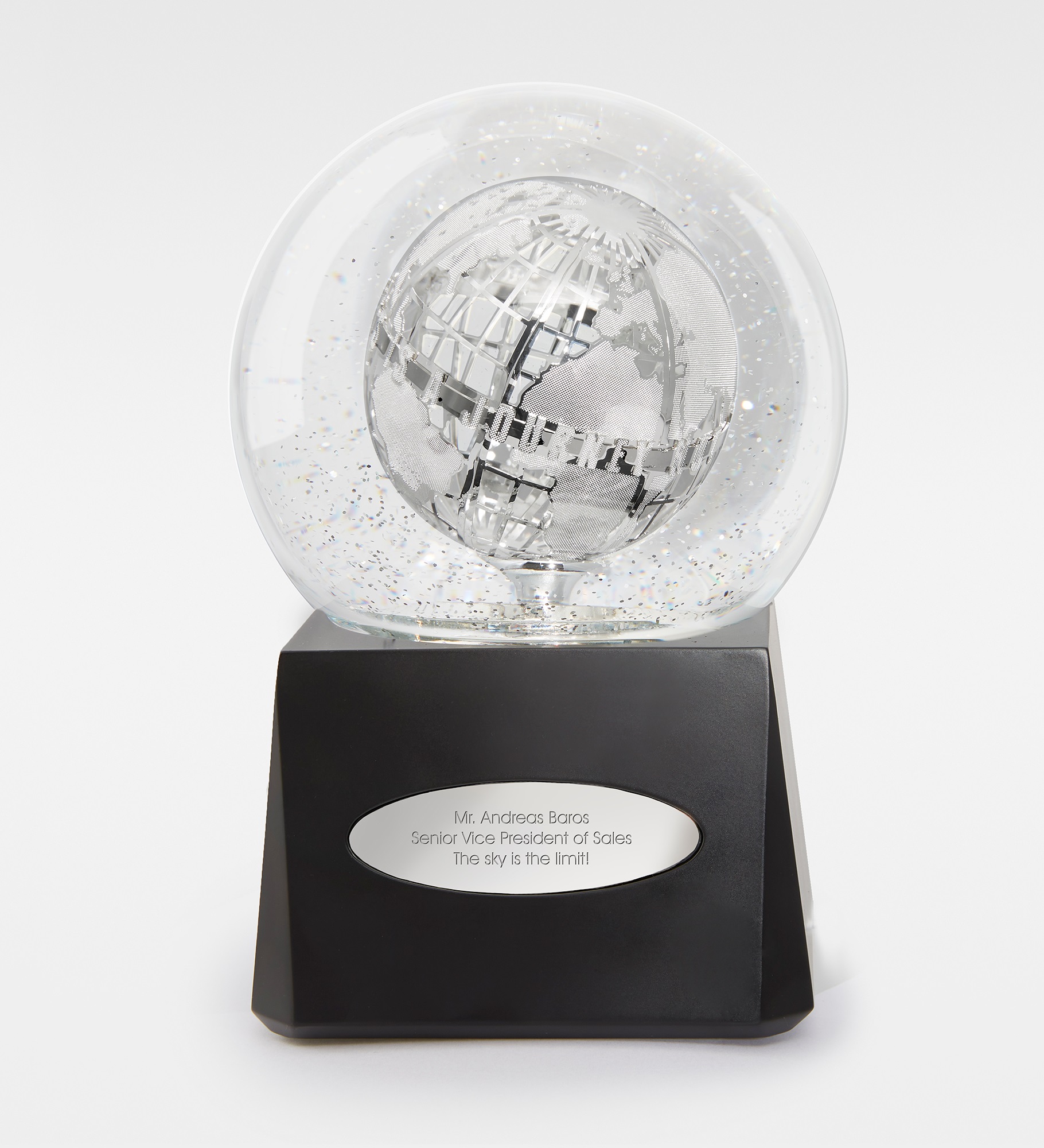 Engraved Success Is A Journey Spinning Musical Snow Globe