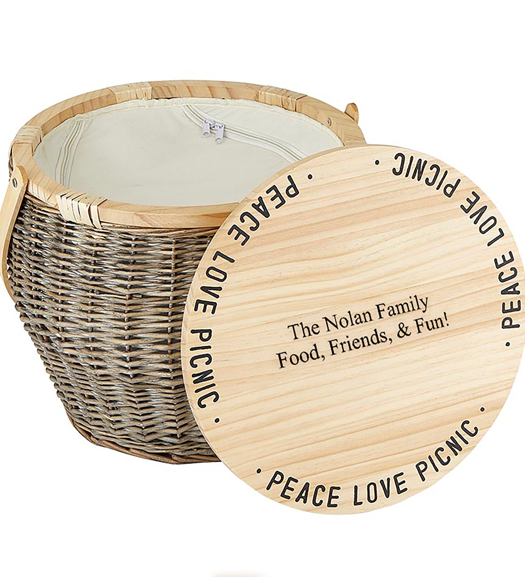 Printed Peace Love Picnic Basket