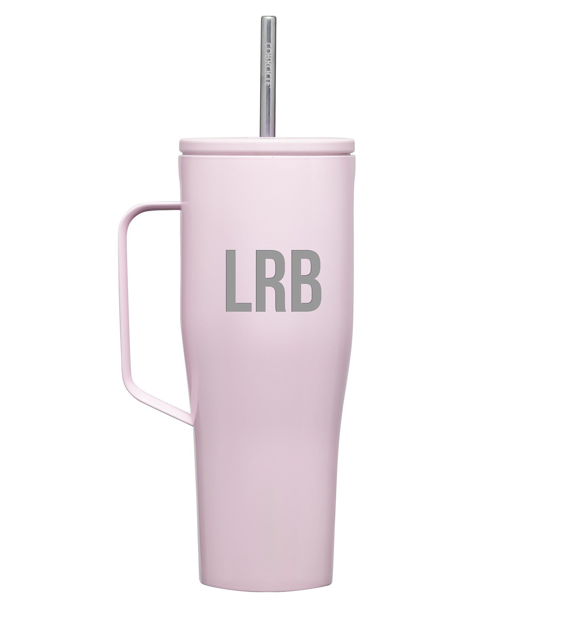 Engraved Corkcicle Monogram 30oz Cold Cup with Handle in Powder Pink