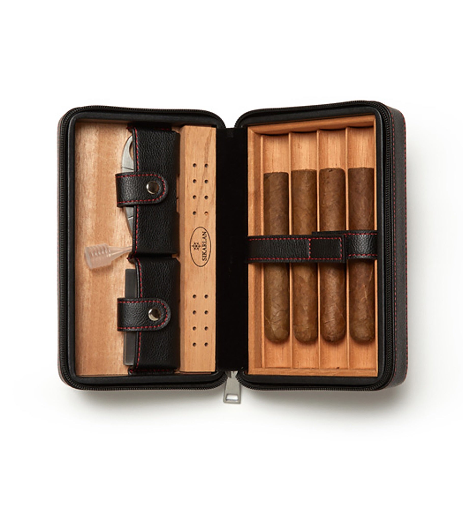 Engraved Leather and Cedar Cigar Humidor Case