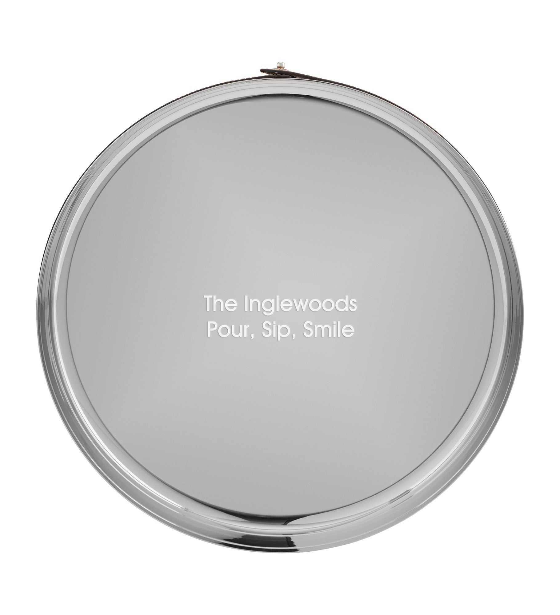 Engraved Nambé Tahoe Steel & Leather Tray