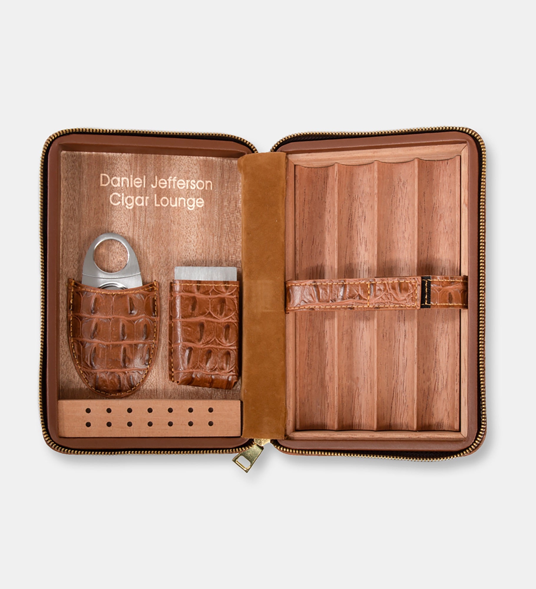 Engraved Cain Crocodile Cigar Travel Case