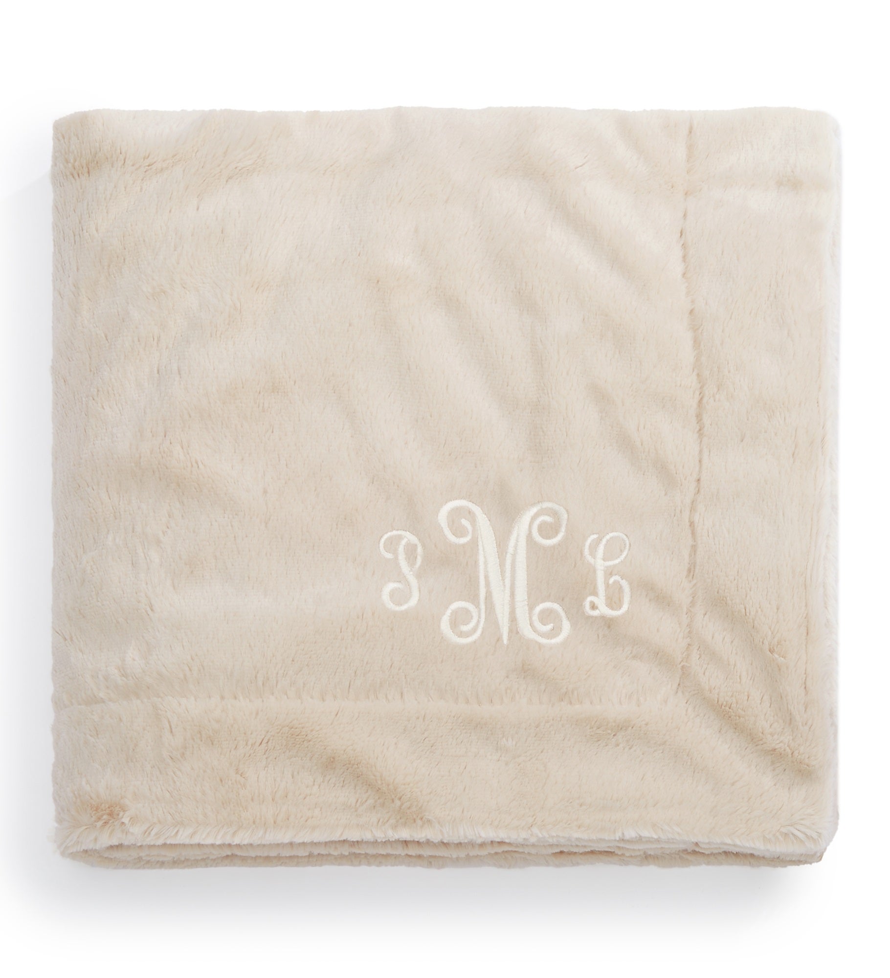 Embroidered Lush Throw Blanket in Buttermilk