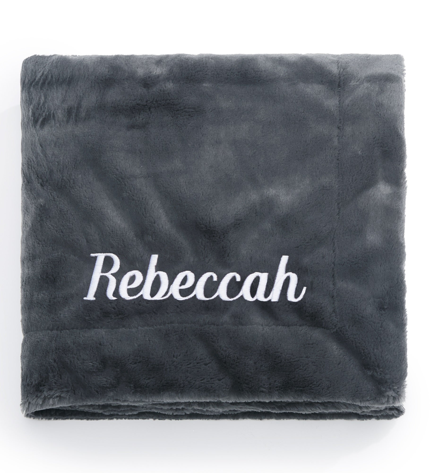 Embroidered Lush Throw Blanket in Charcoal