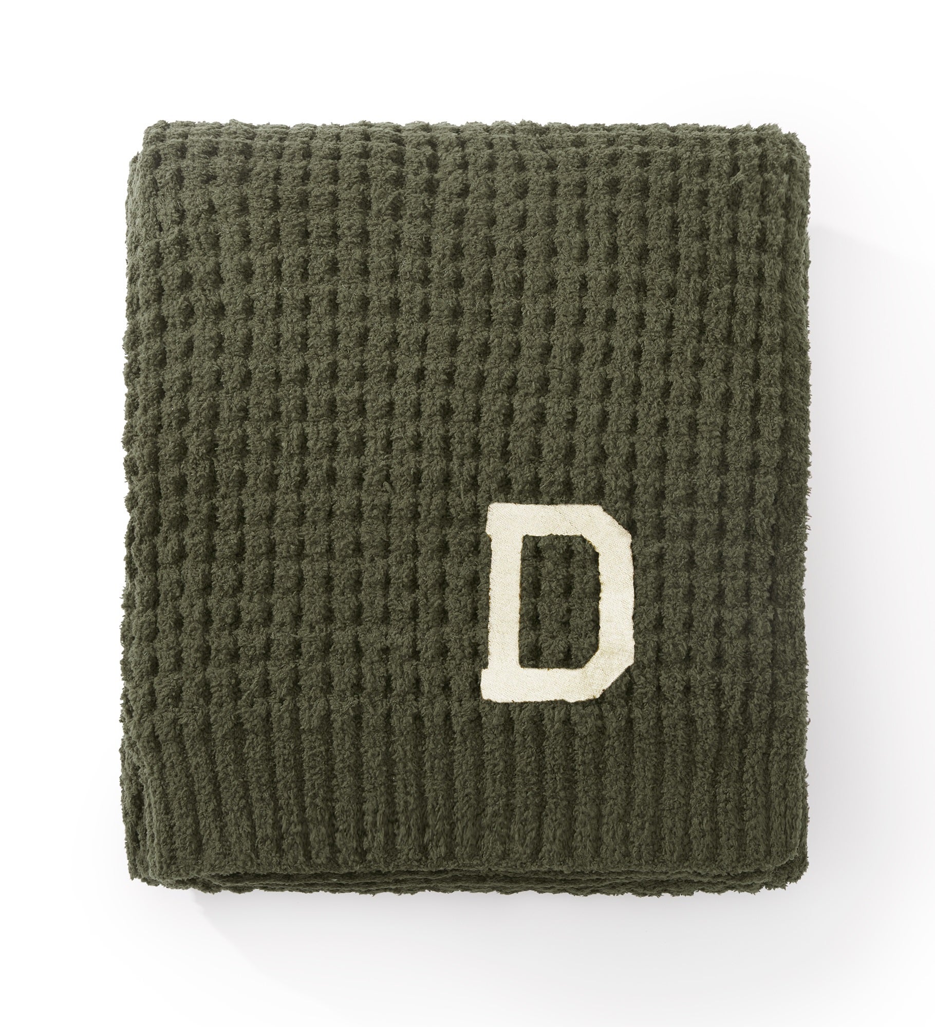 Saranoni Waffle Knit Throw - Thyme (Dark Green/Brown)