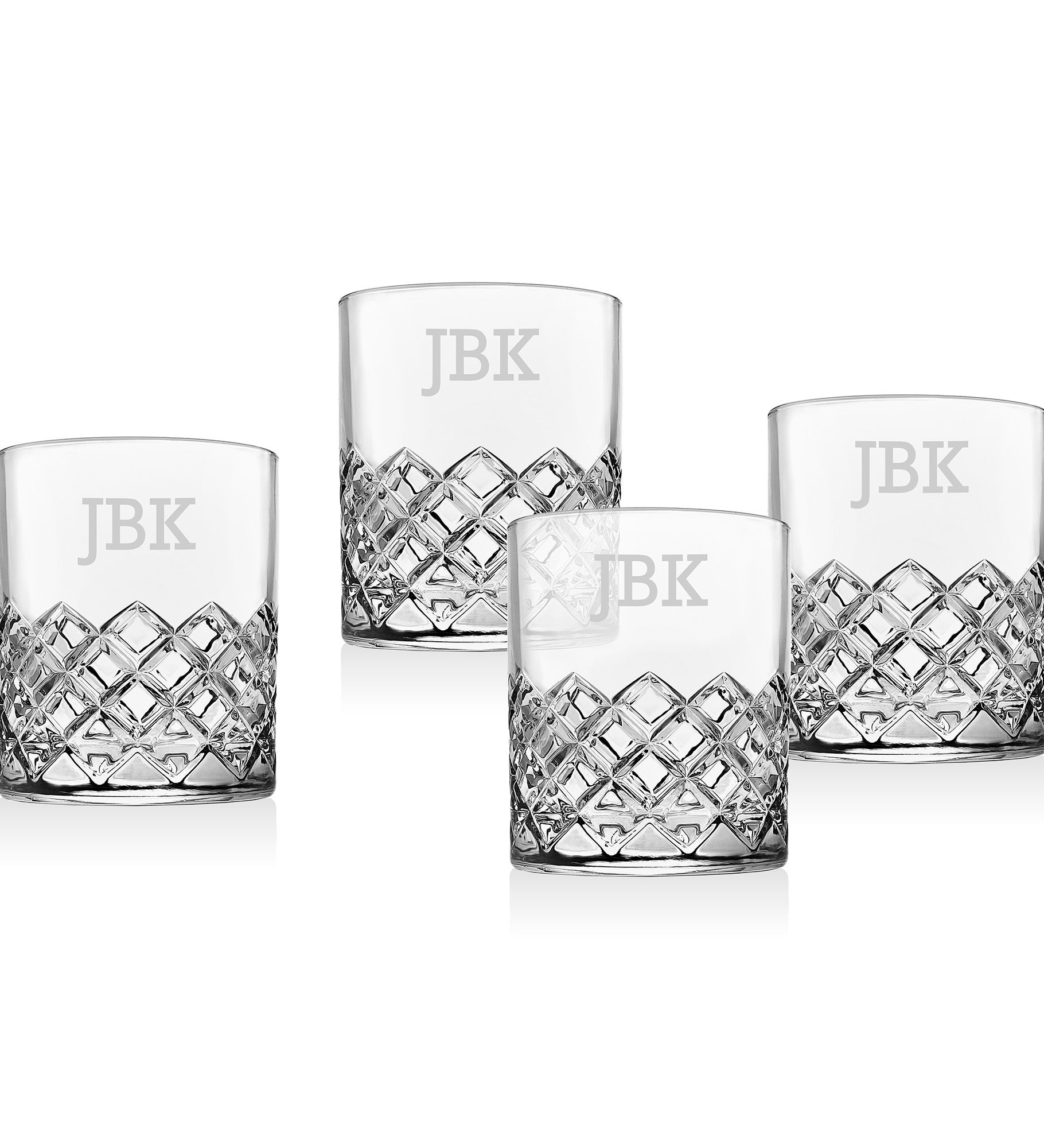Engraved Monogram Hatch DOF Whiskey Glass - Set of 4