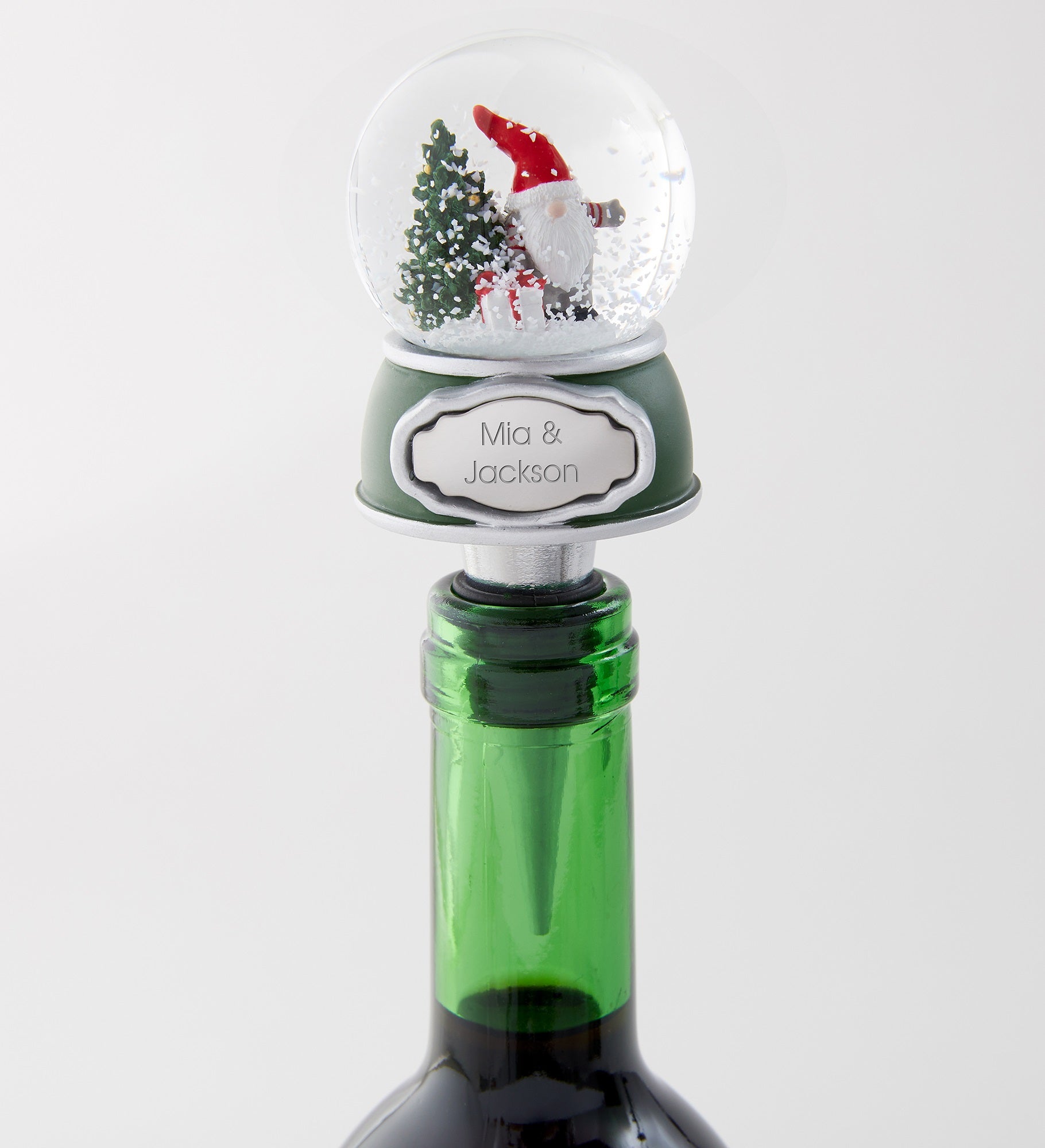 Engraved Mini Gnome Snow Globe Wine Bottle Stopper