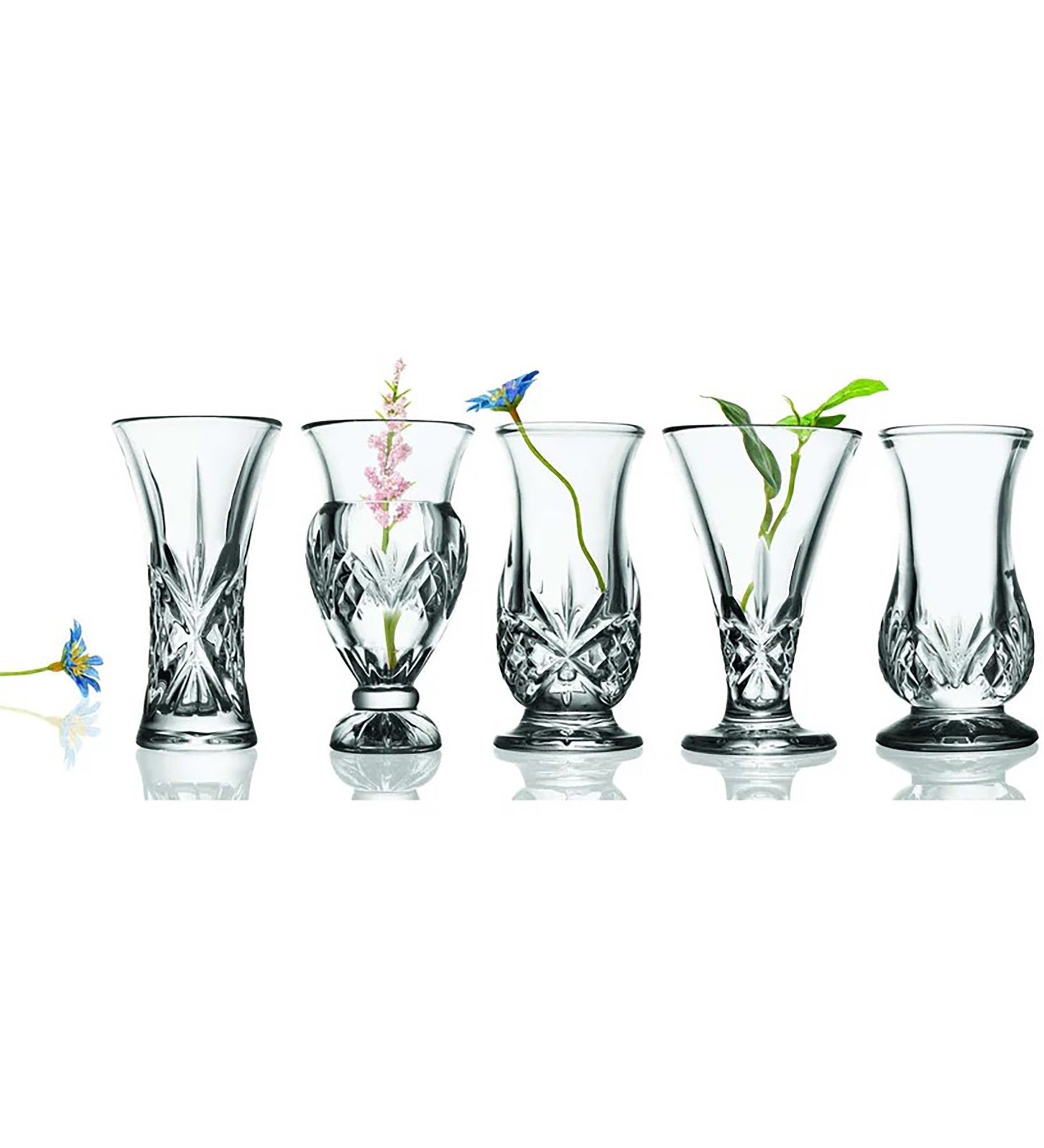 Godinger Dublin Crystal 5 Piece Bud Vase Set
