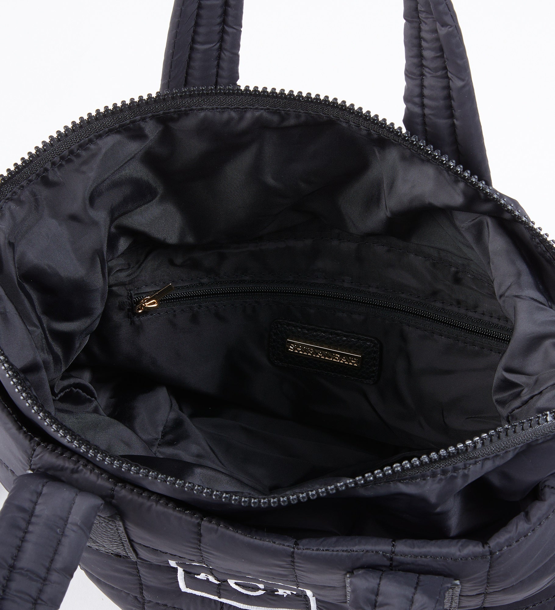 Embroidered Shiraleah Quilted Mini Tote in Black