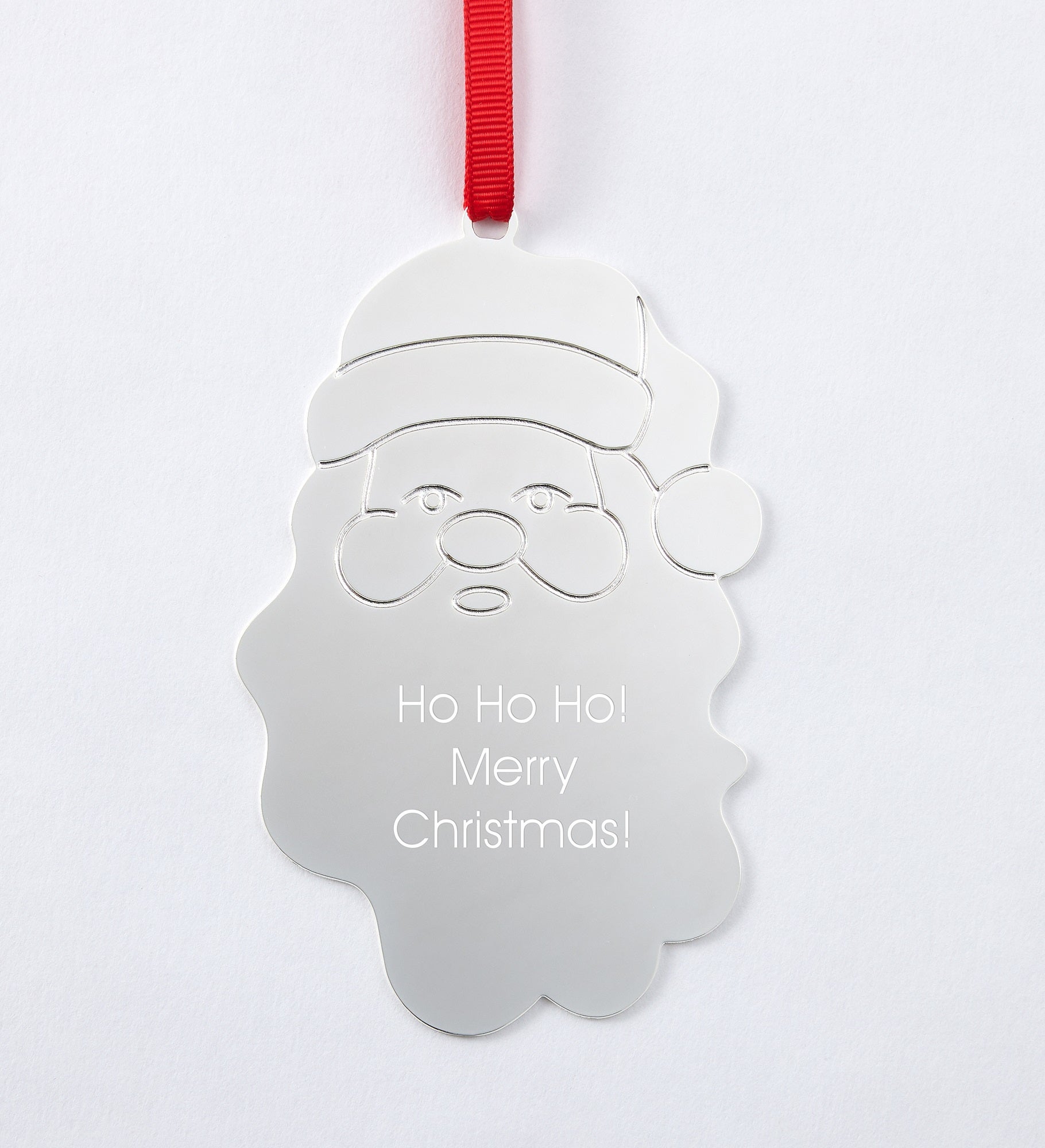 Engraved Silver Santa Ornament