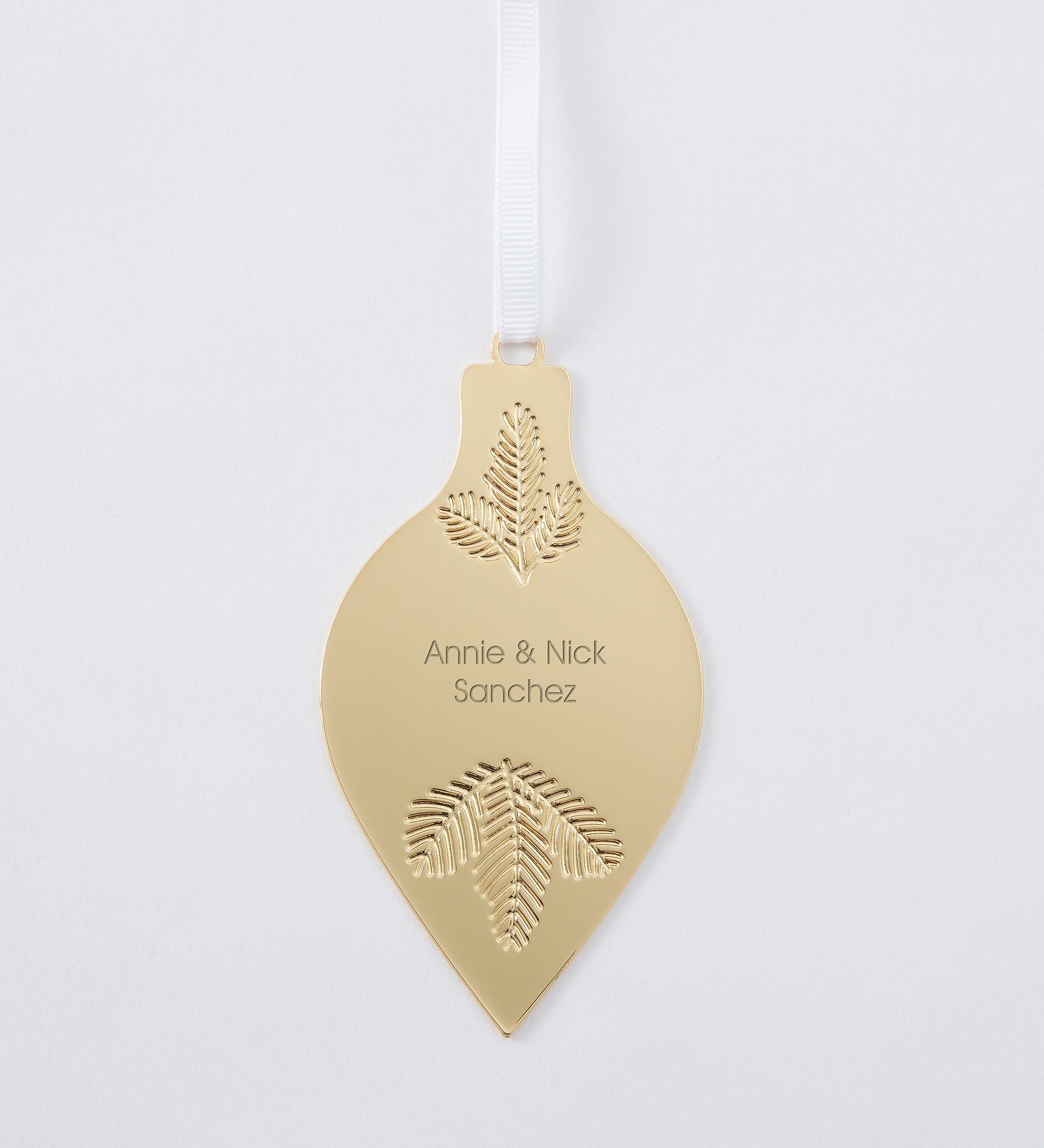 Engraved Golden Evergreen Drop Ornament